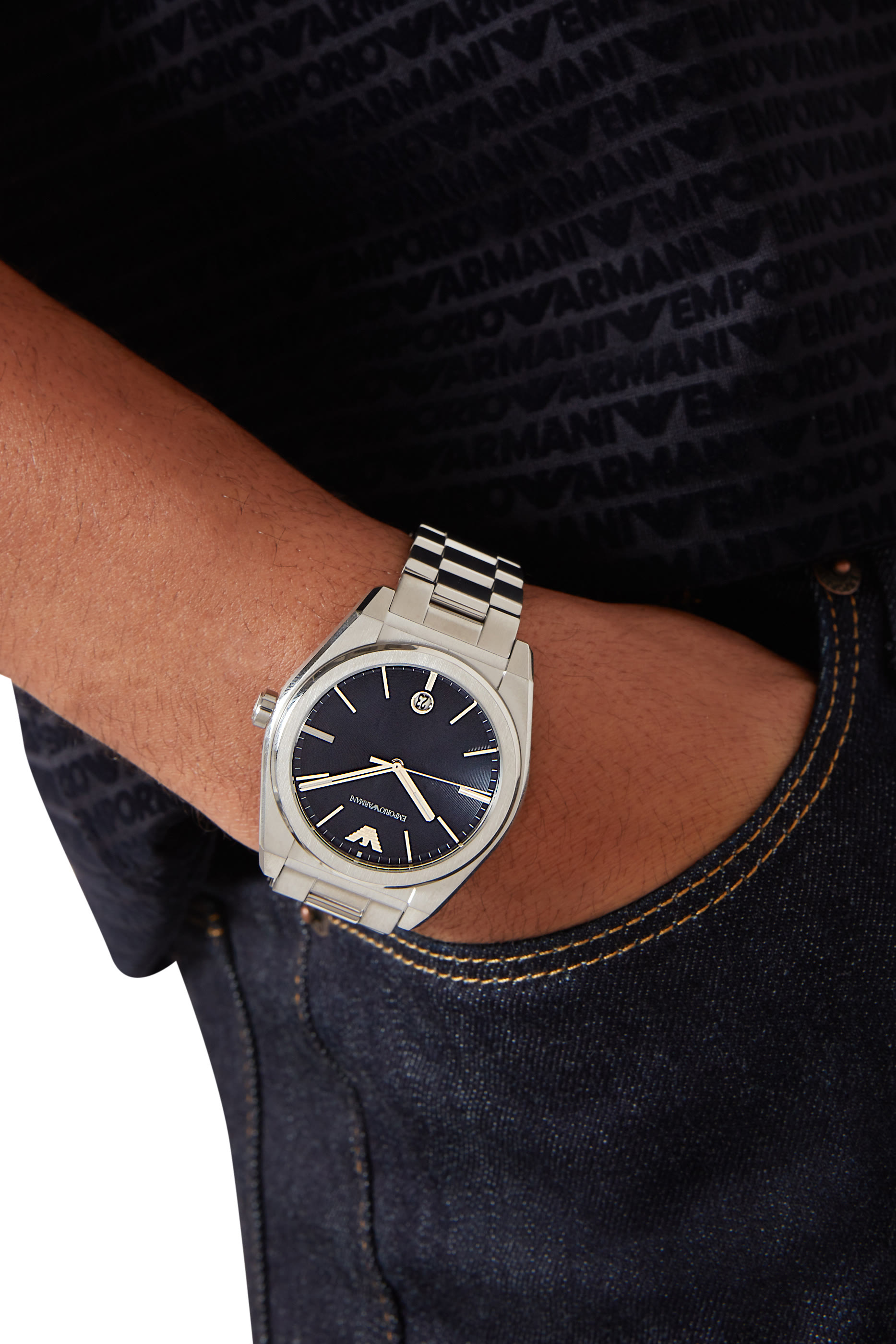 Three-Hand Date Stainless Steel Watch
