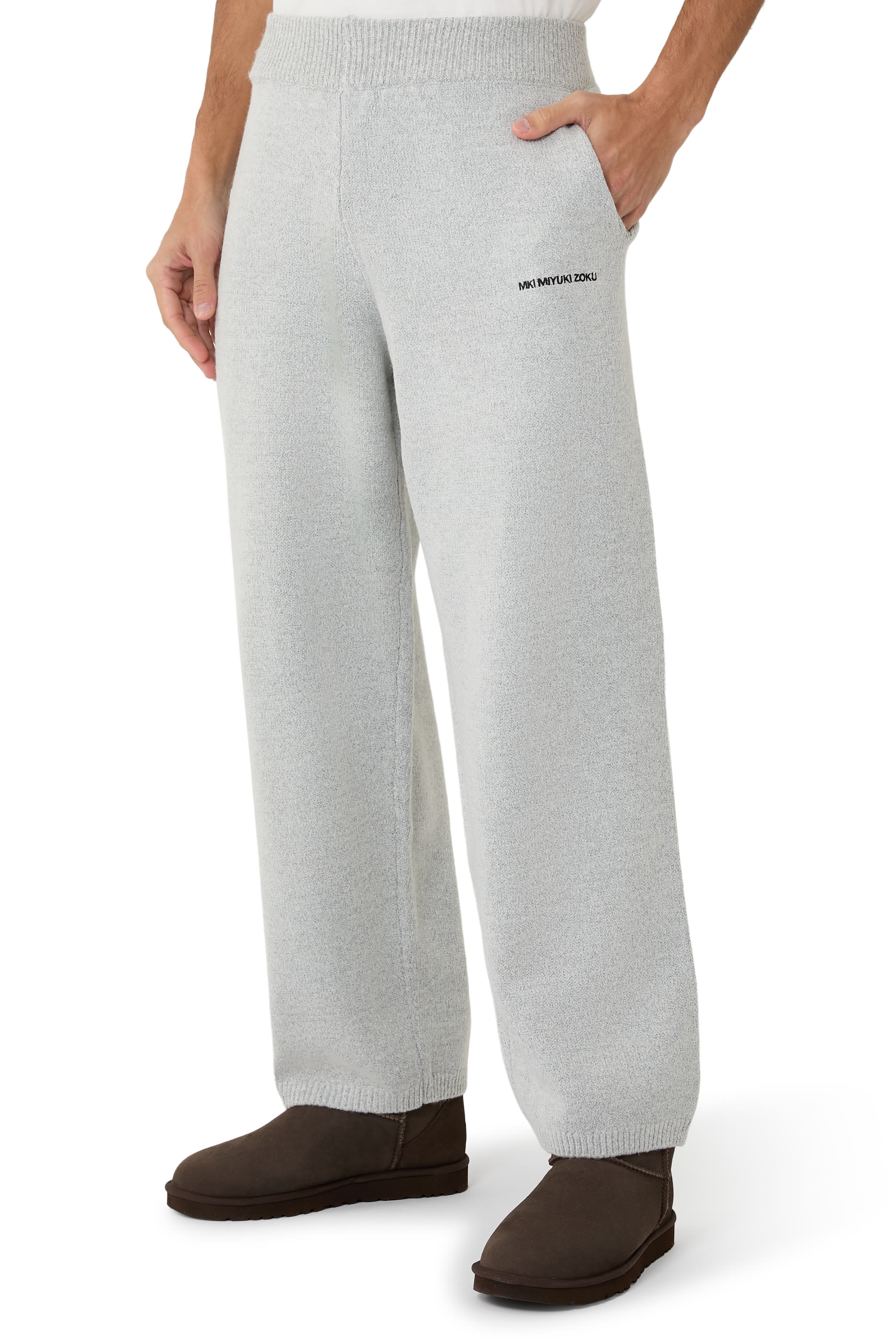 Mohair Blend Knit Wide Leg Joggers