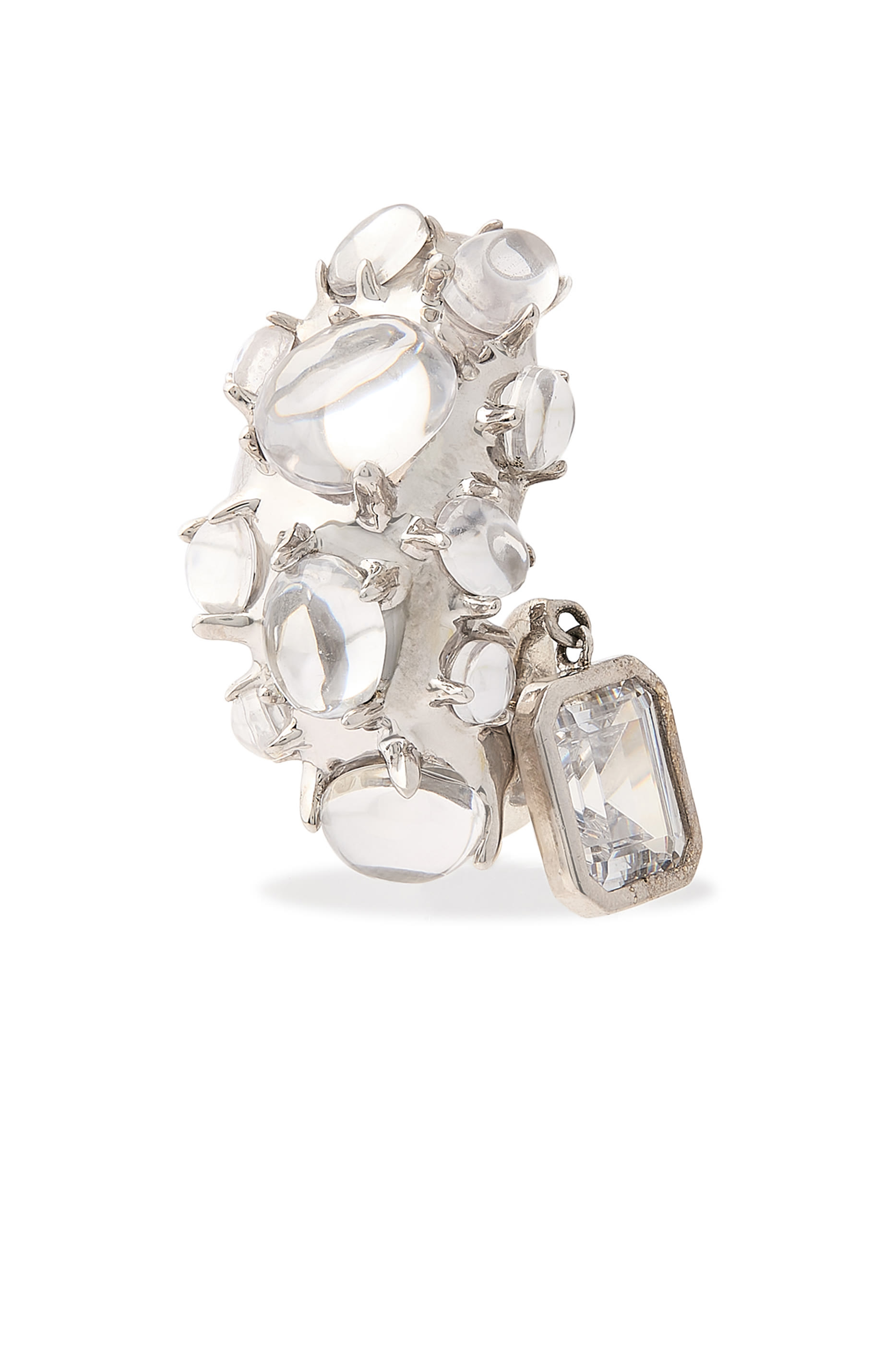  Maxi Alien Emeraldcut Single Drop Earring,  925 Sterling Silver & Crystals