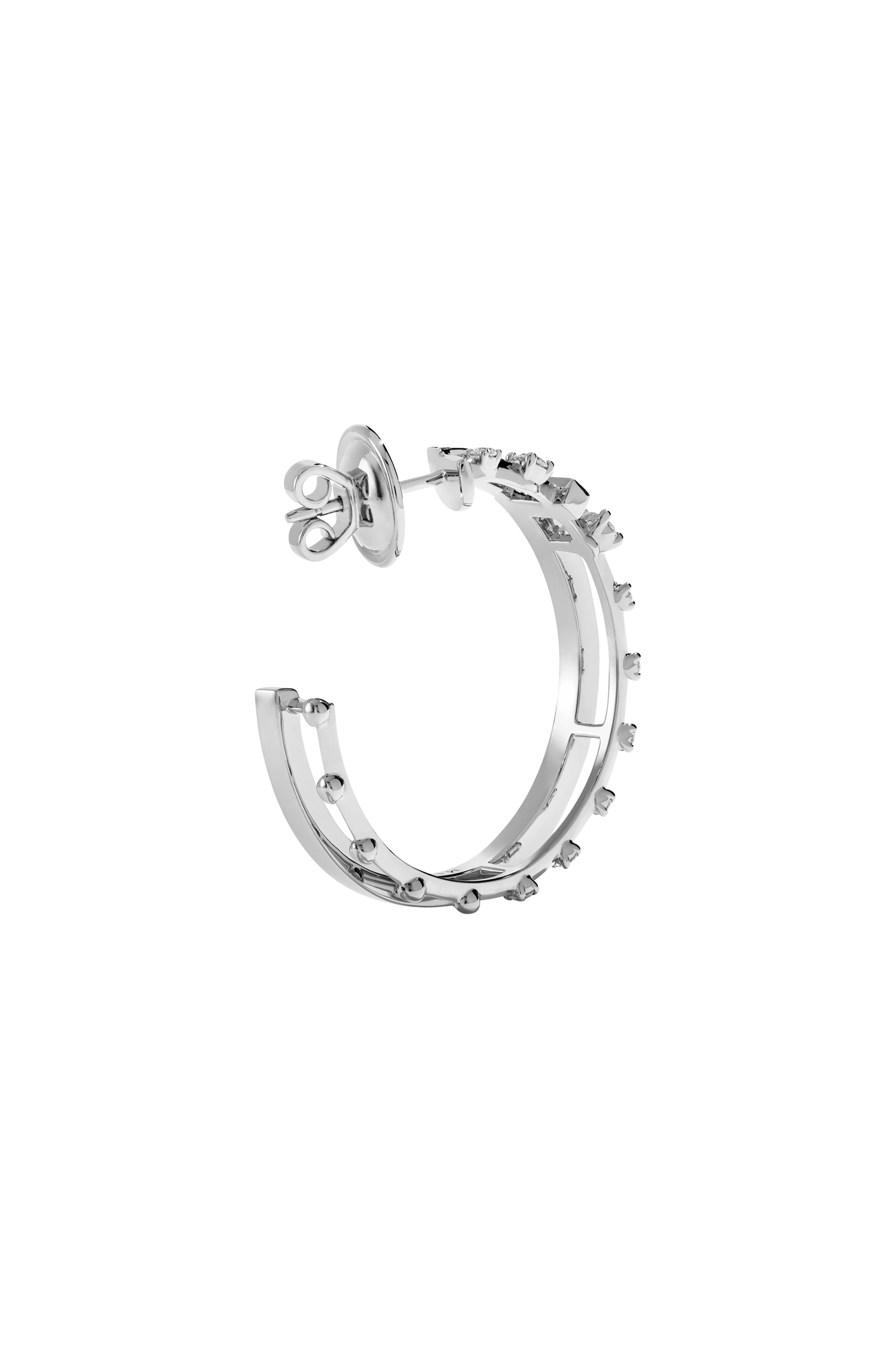 Avenues Hoop Earrings, 18k White Gold with Diamonds
