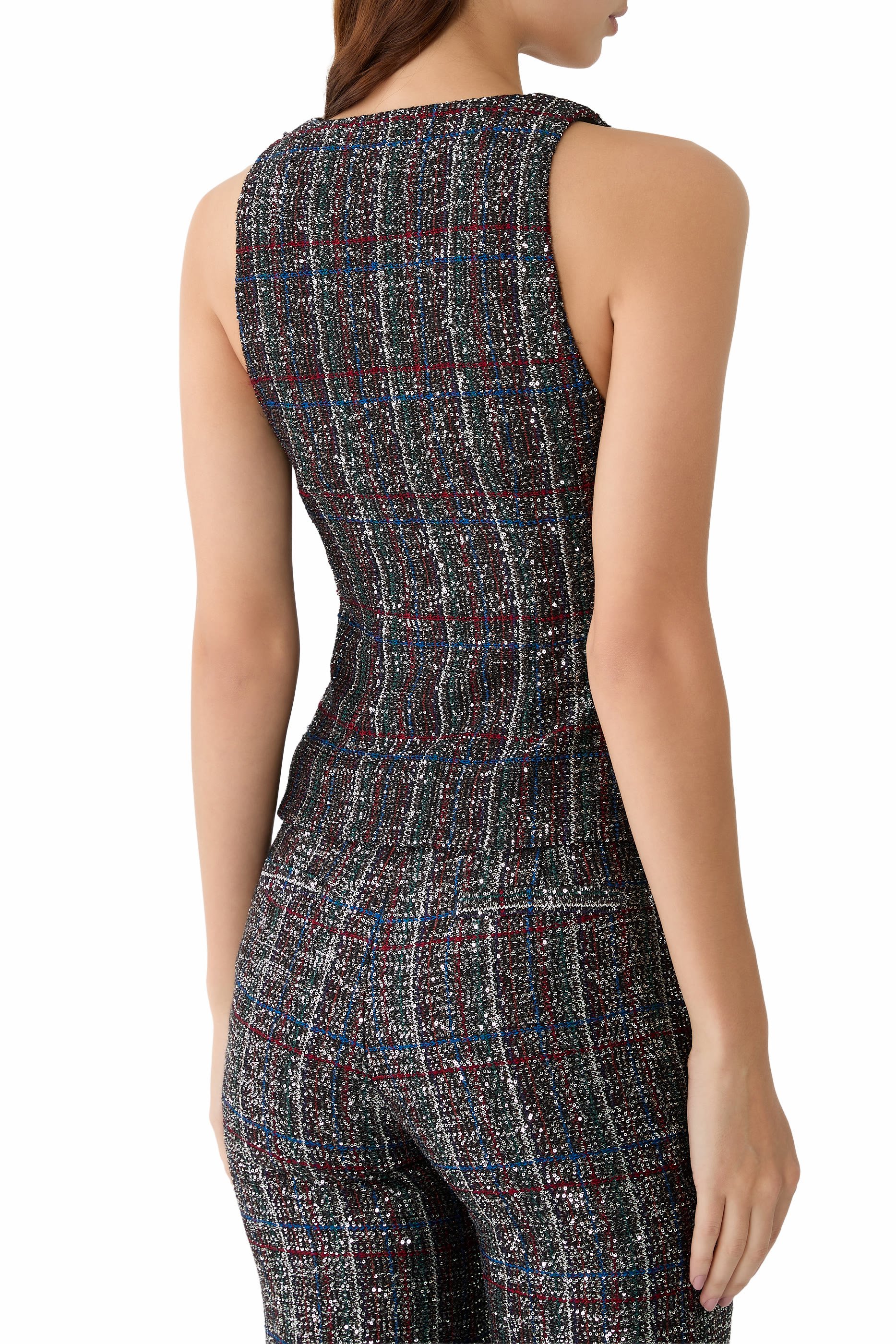 Checked Sequined Vest