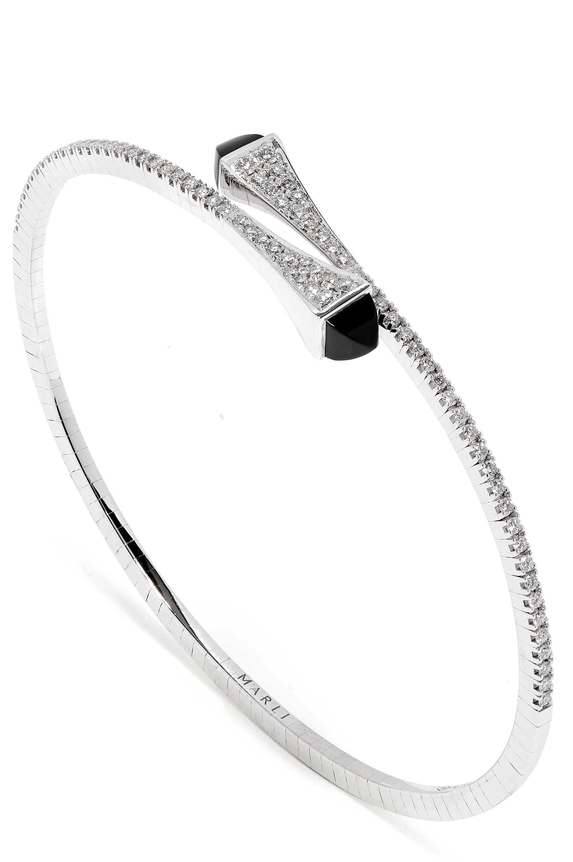 Cleo Slim Bangle.18k White Gold, Black Onyx  & Diamonds
