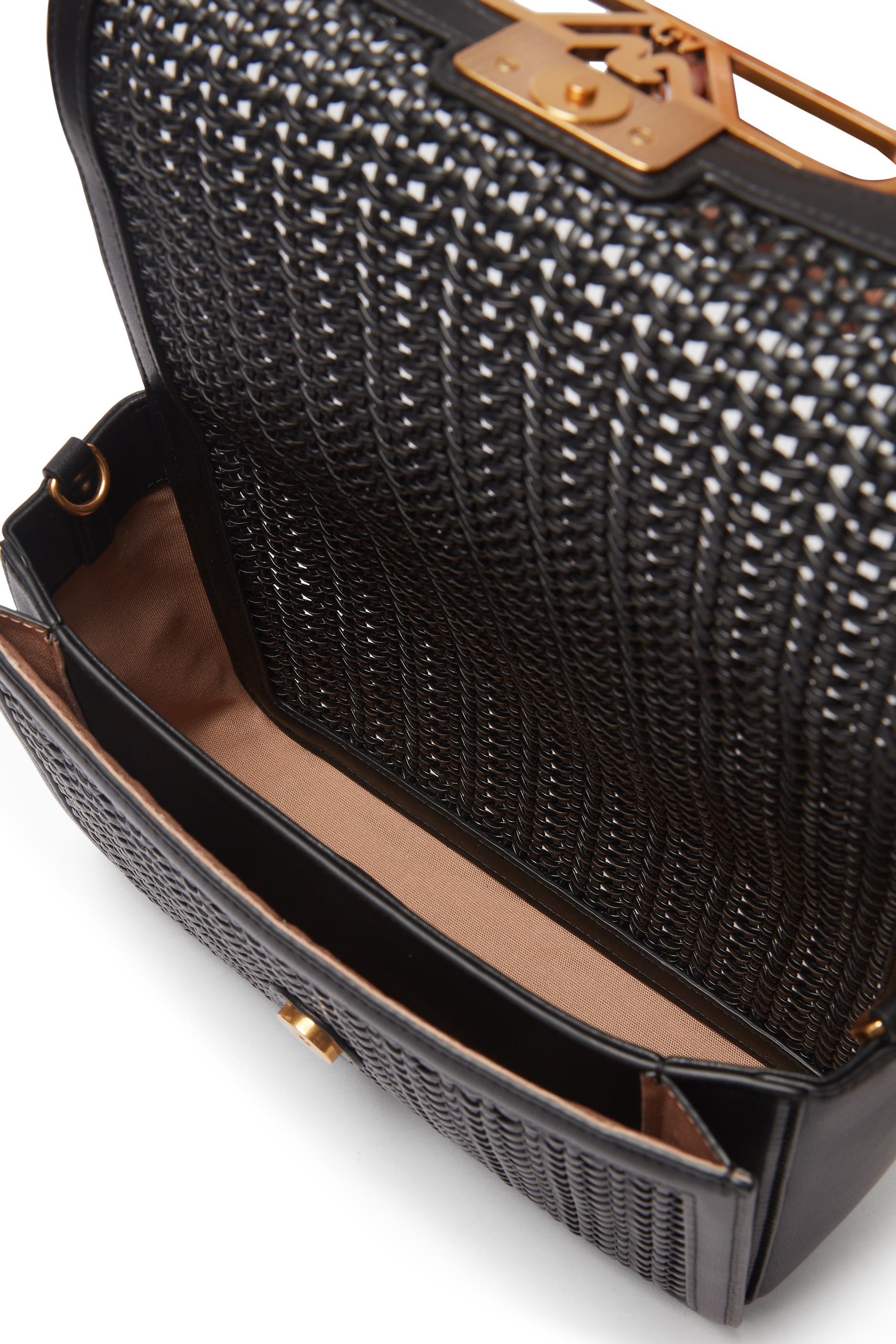 Interwoven Shoulder Bag with Metal Eagle Logo