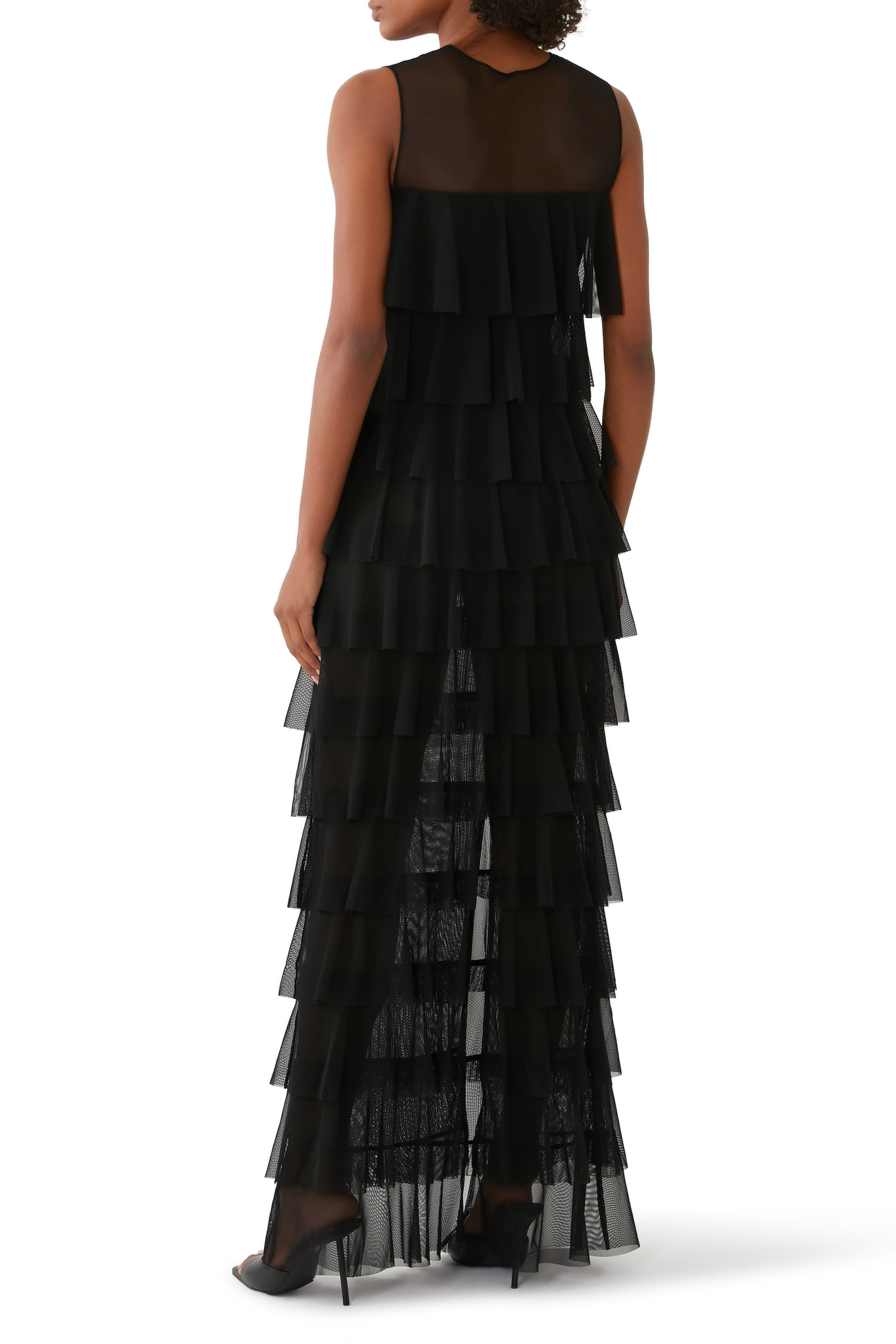 Sleeveless Tiered Ruffle Gown