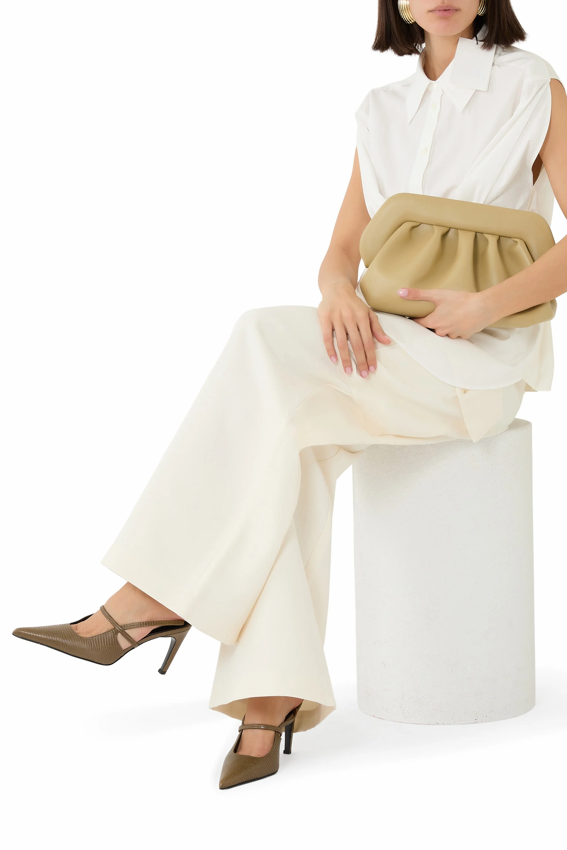 Lizard-Embossed 85 Stiletto Slingback Pumps