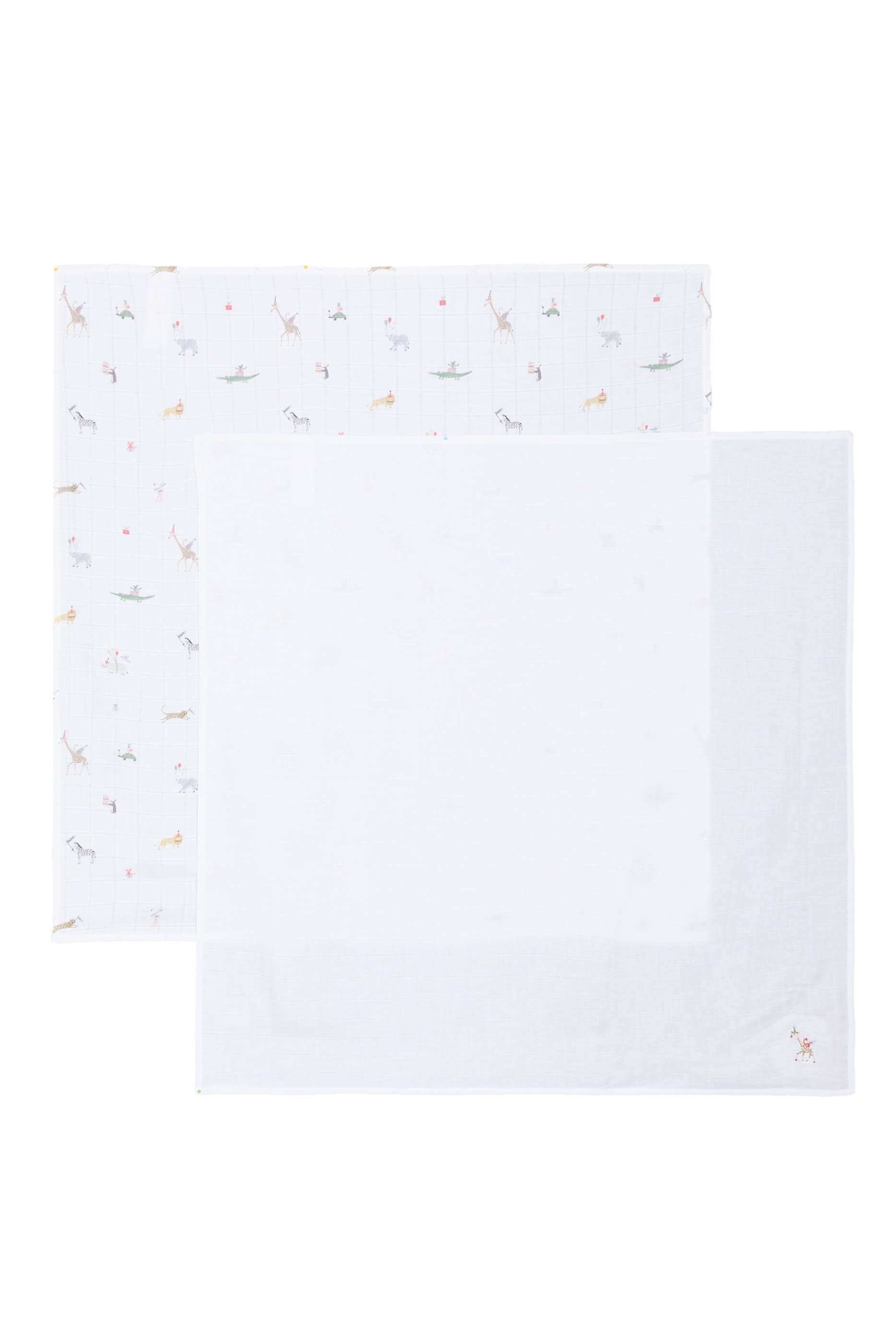 Kids Organic Cotton Party Animal Muslin, Set of 2