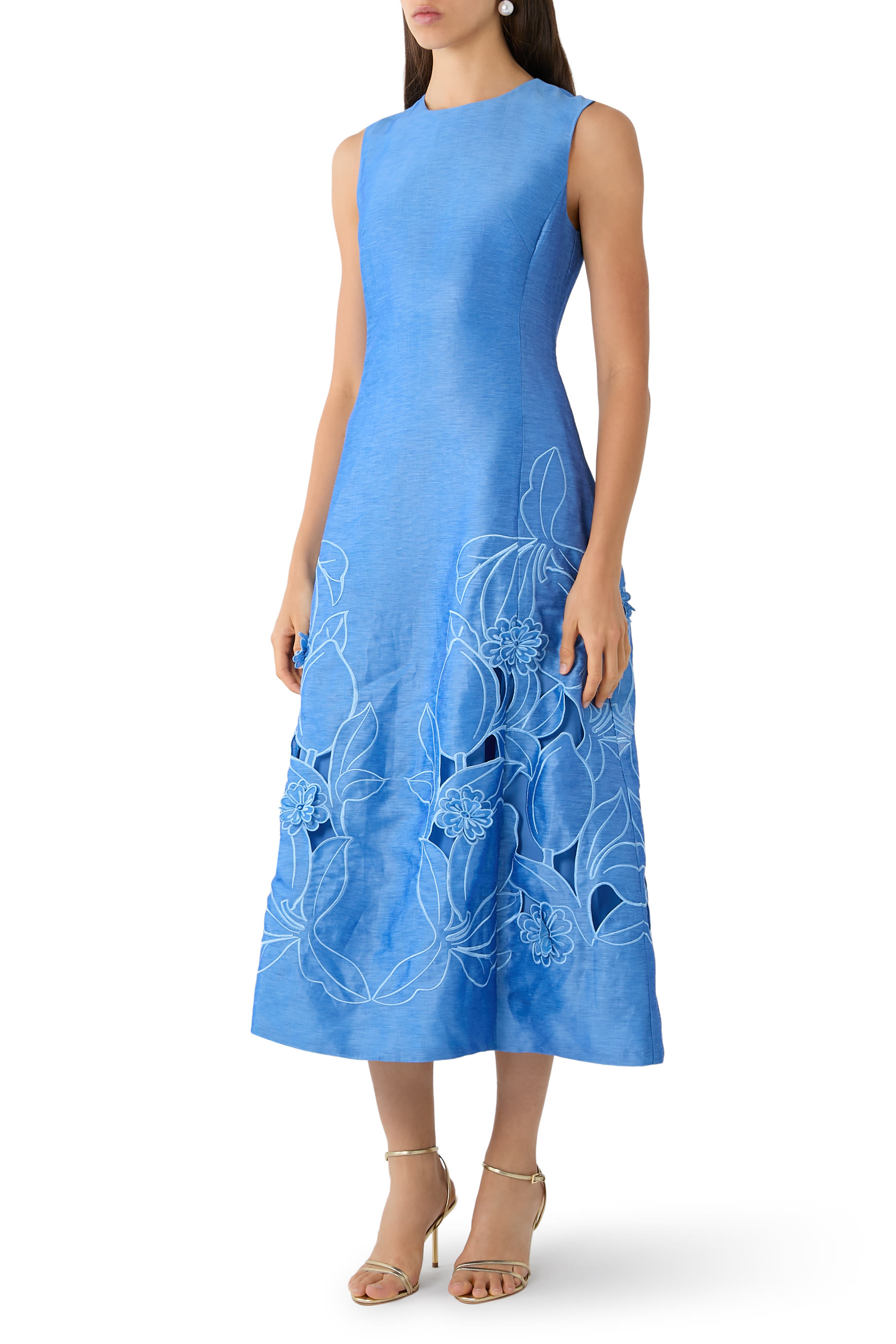 Cleo Appliqu&eacute; Sleeveless Midi Dress 