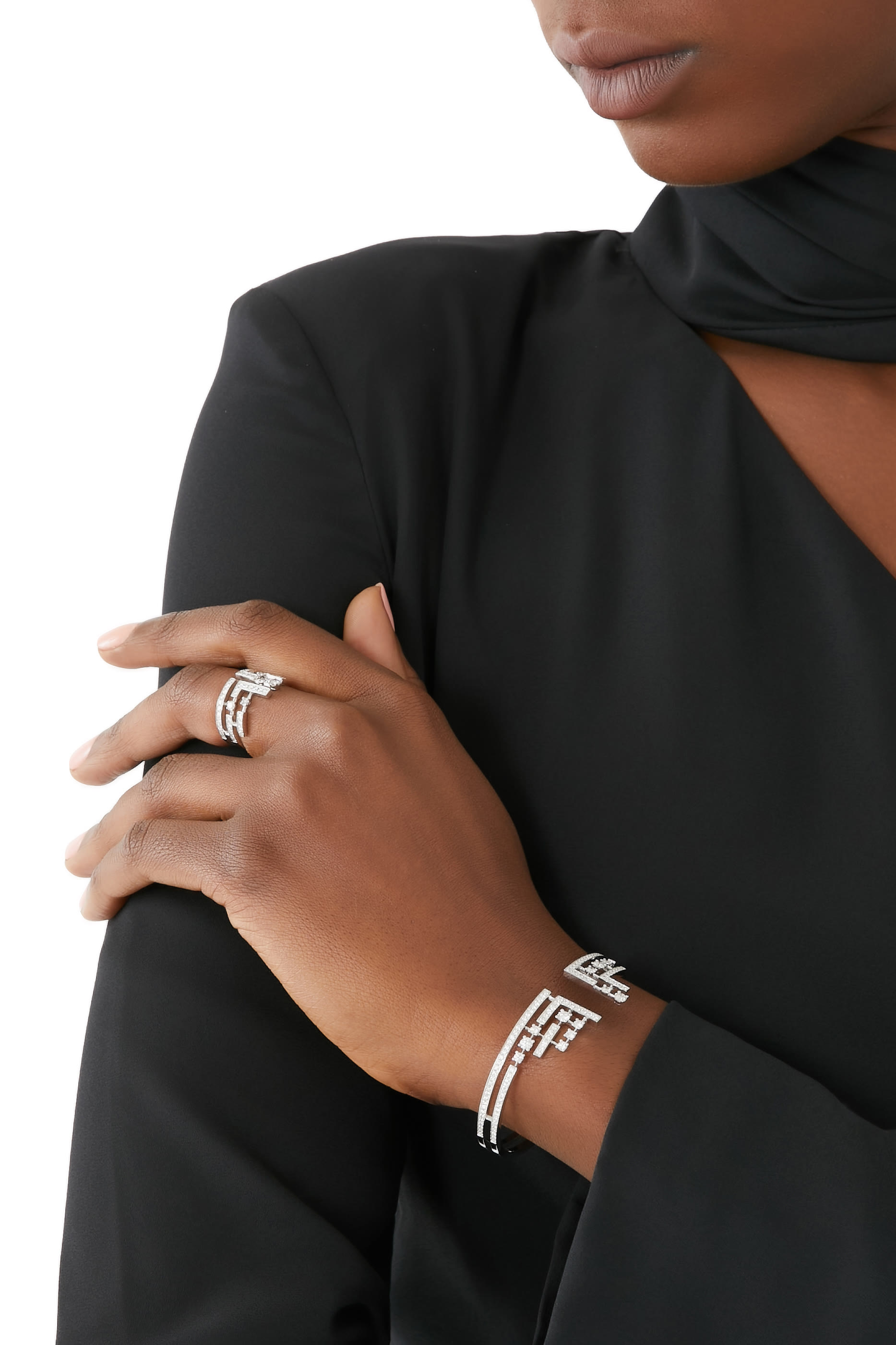 Avenues Crown Ring, 18k White Gold with Full Diamonds