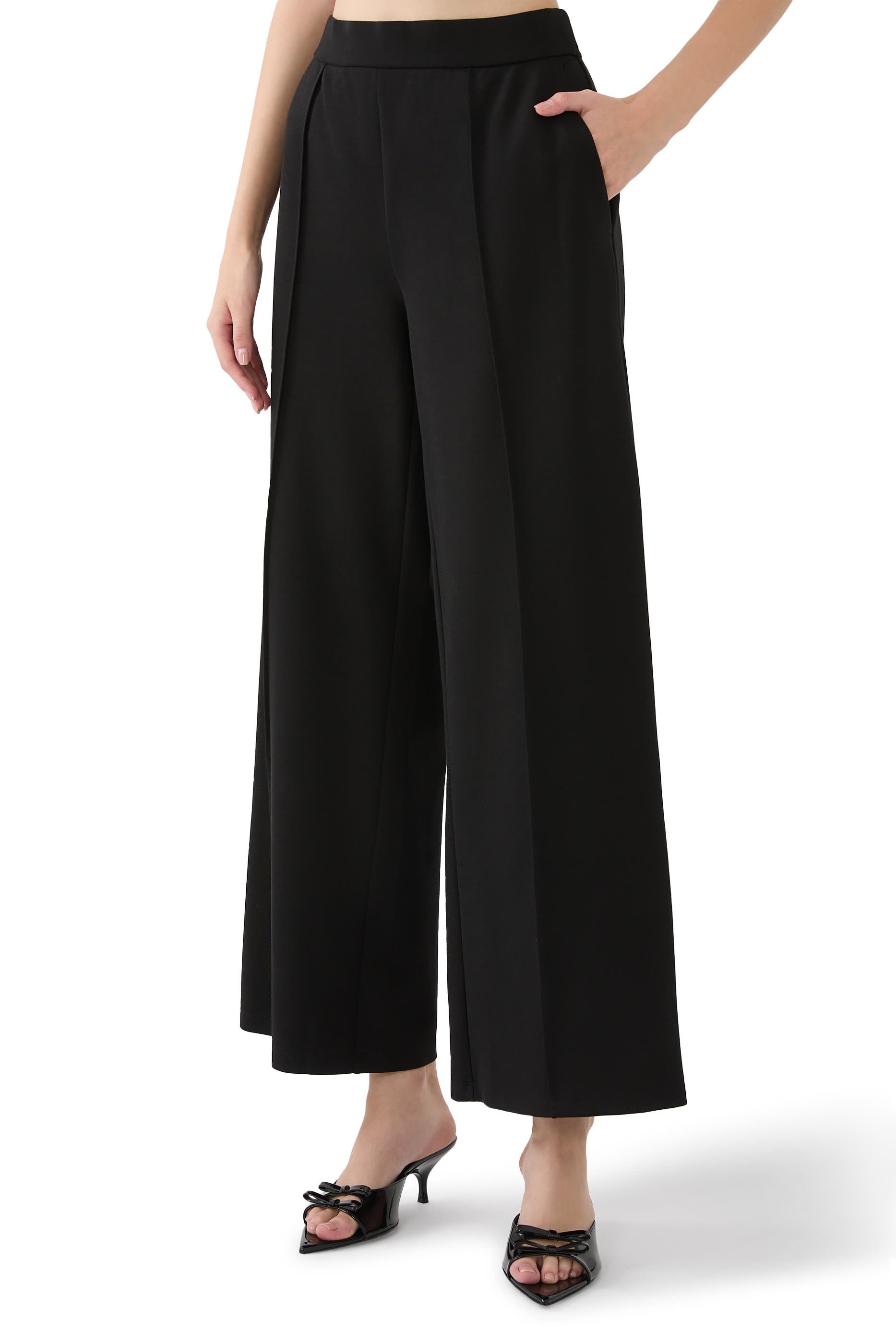 Washable Flex Ponte Pintuck Wide Pants