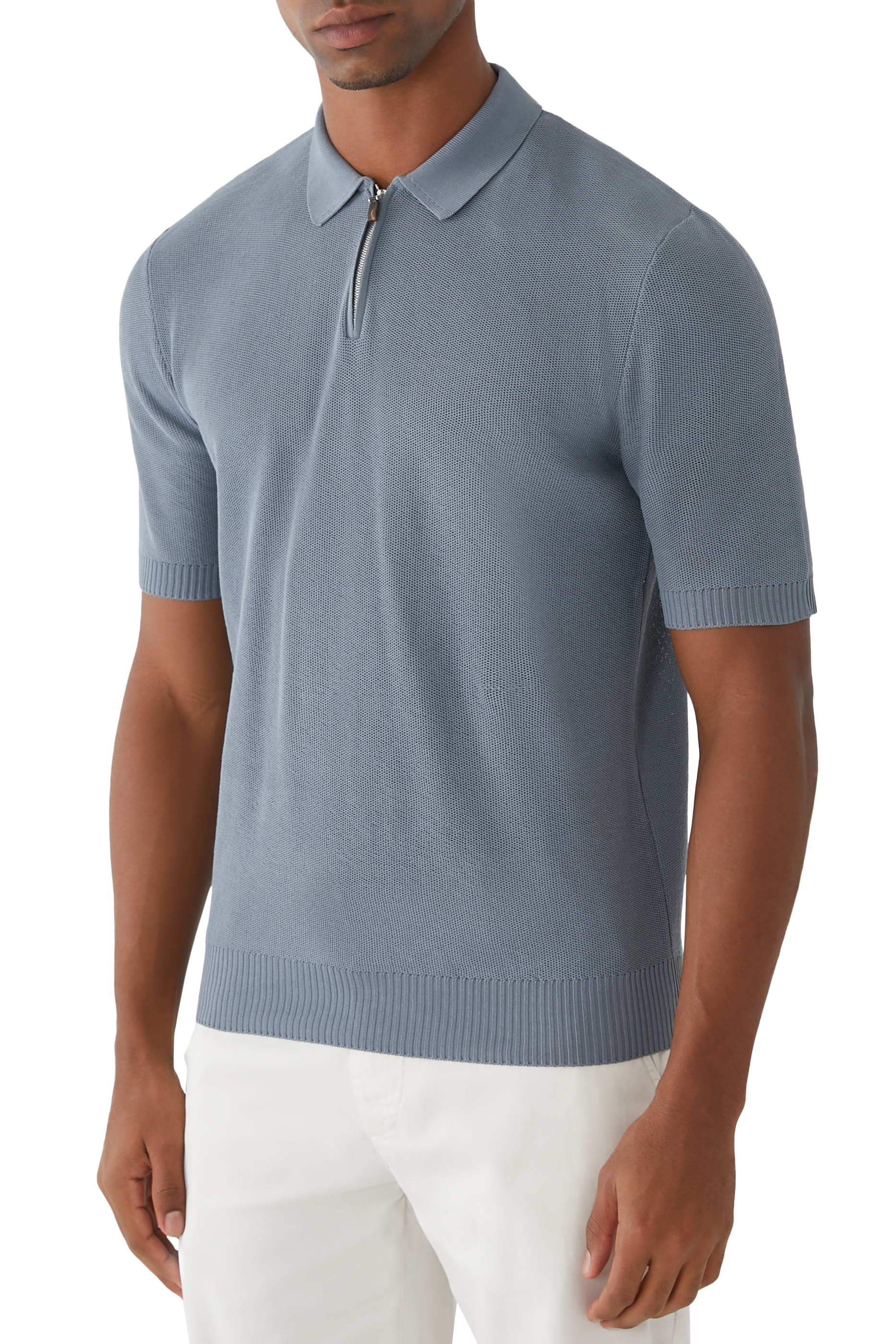 Short-Sleeve Knit Polo Shirt