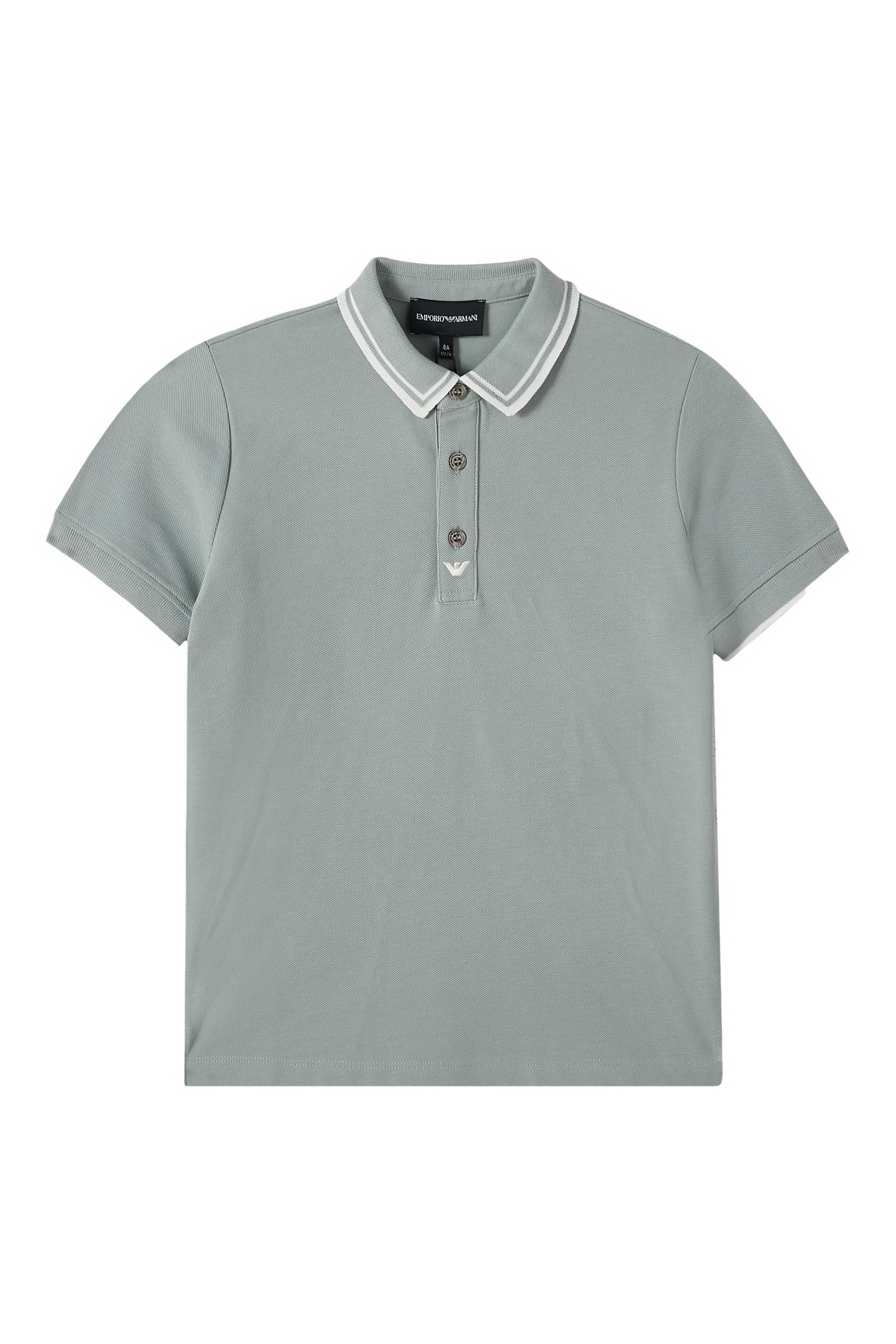 Kids Short-Sleeved Polo with Eagle Logo on Collar