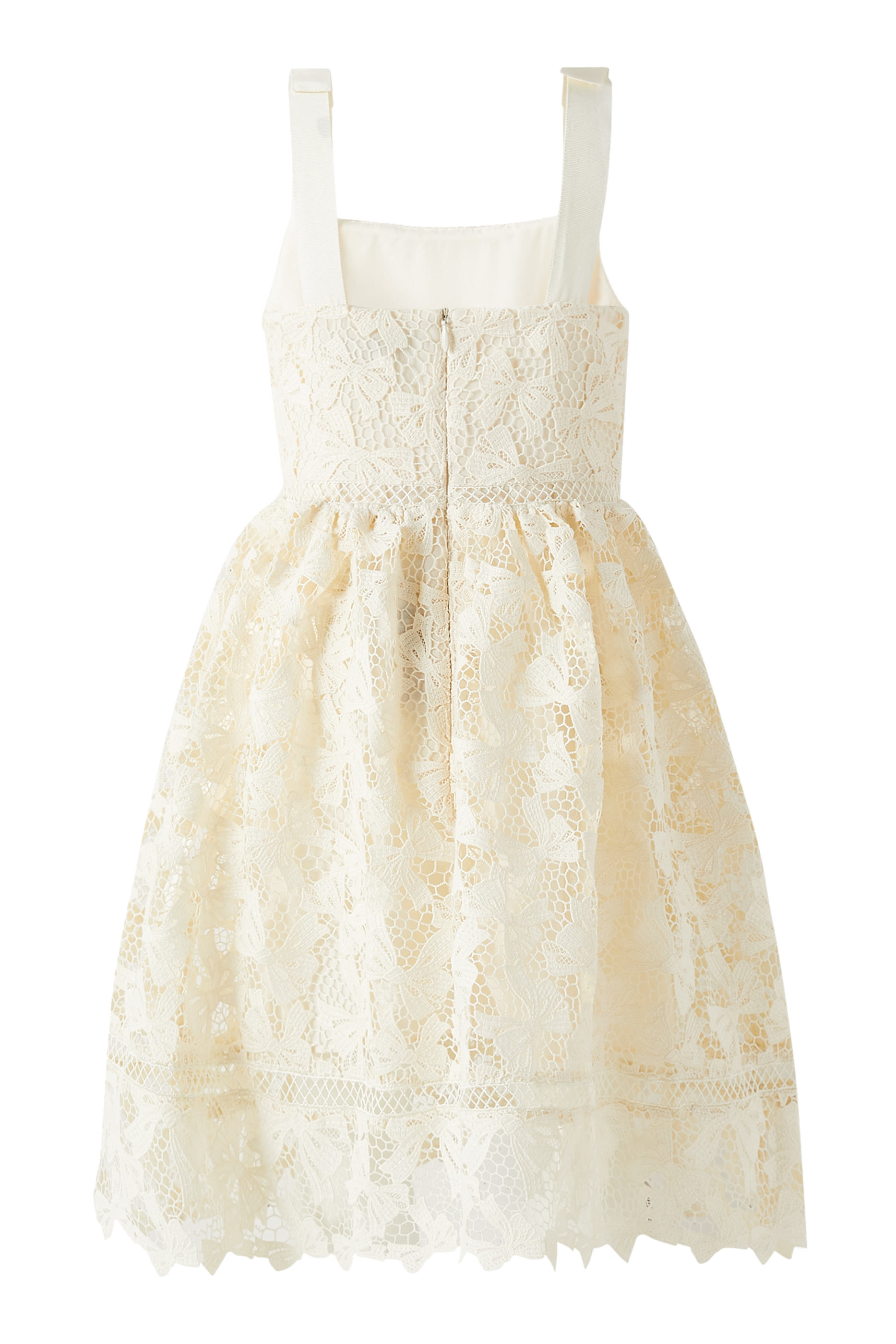 Kids Bow-Detail Tiered Lace Dress