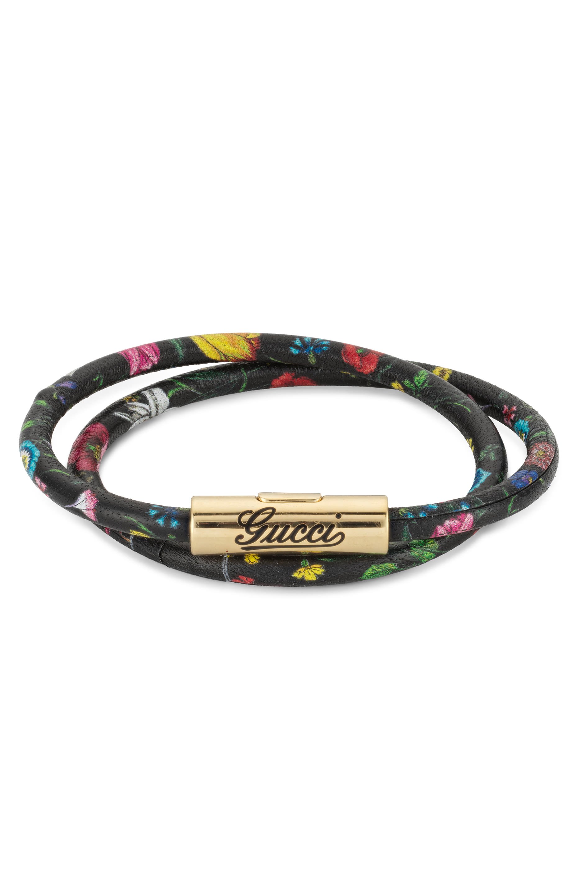  Leather Double Bracelet with Logo Script