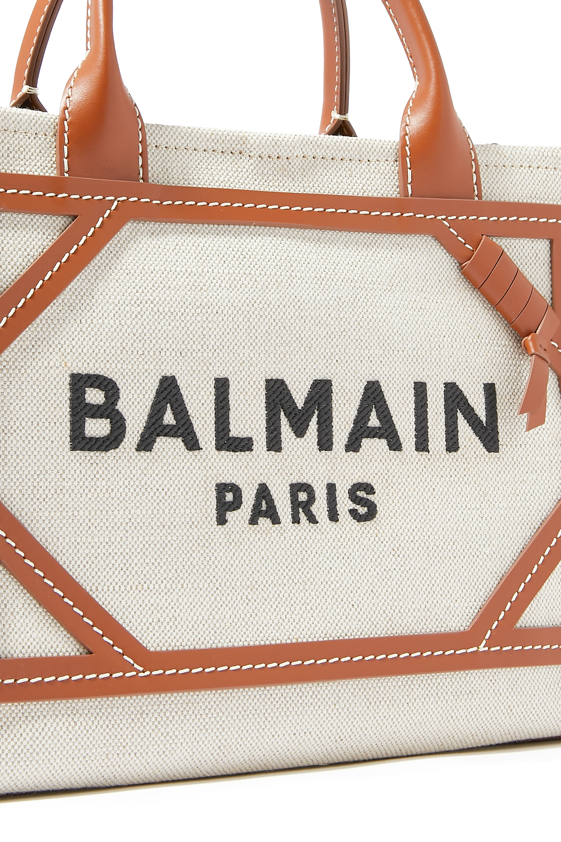 B-Army Small Canvas Shopping Bag with Leather Inserts