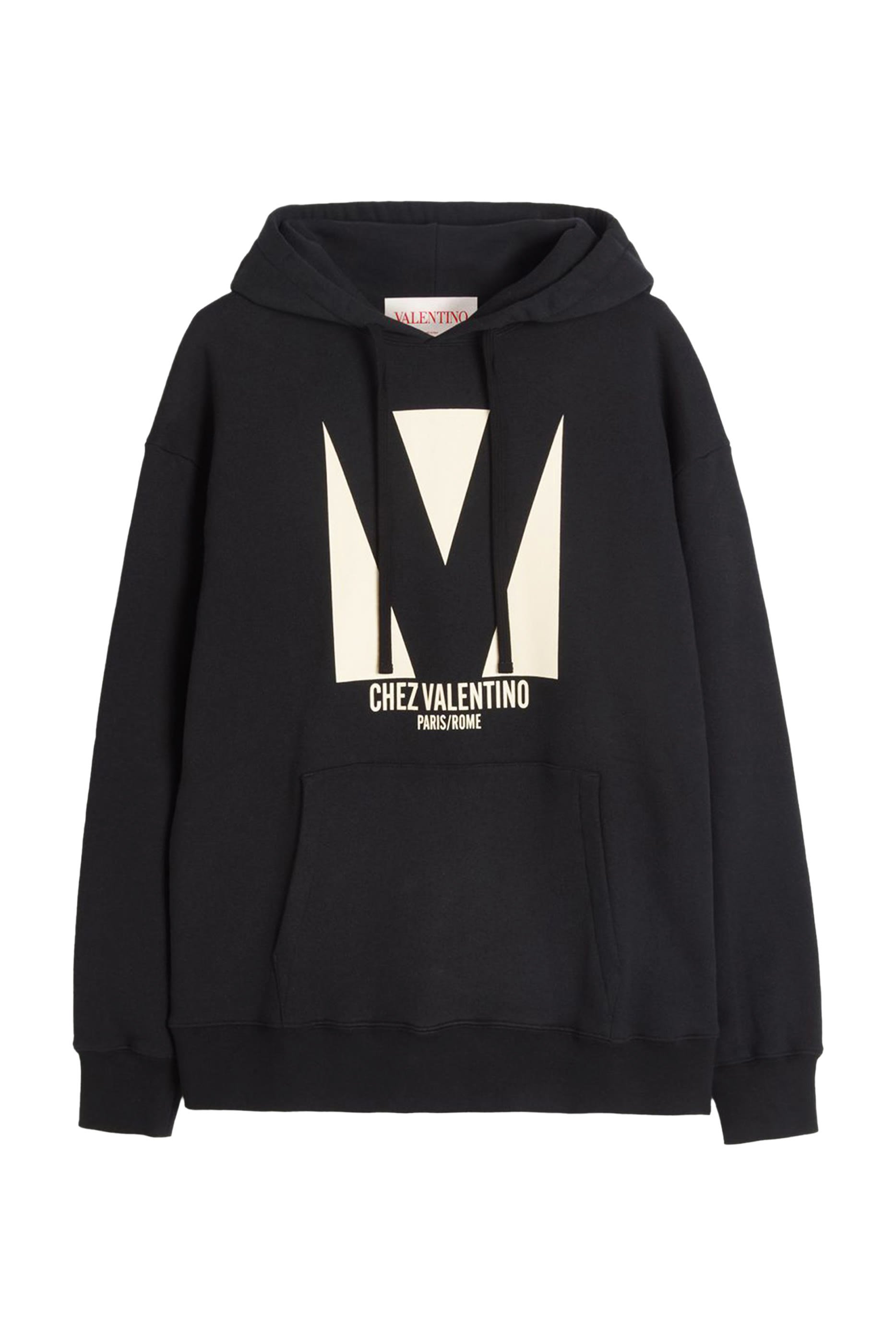 Chez Valentino Print Cotton Hooded Sweatshirt