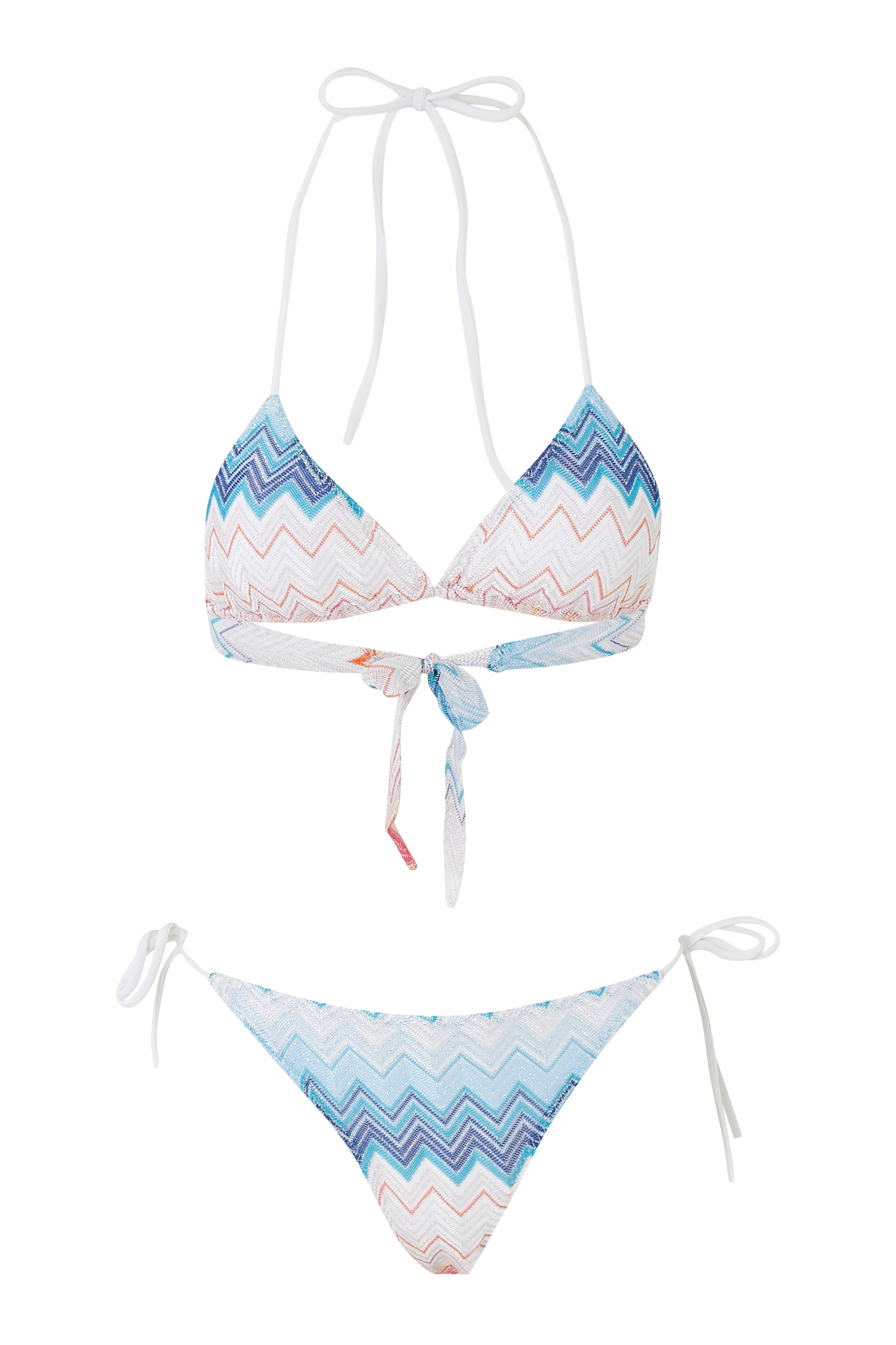 Mare Chevron Raschel Lurex Triangle Tie Bikini Set