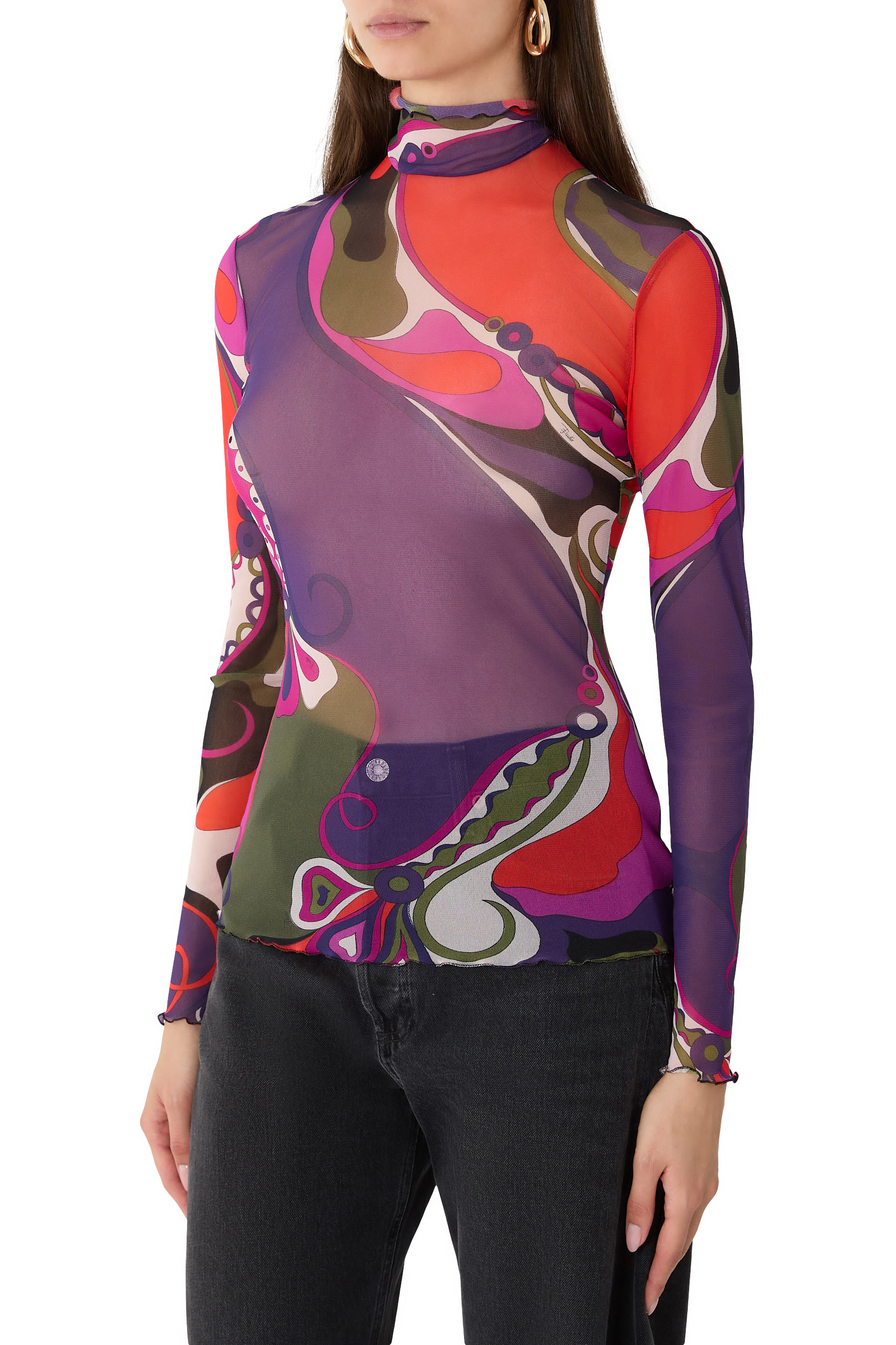 Orchidee Print Tulle Top