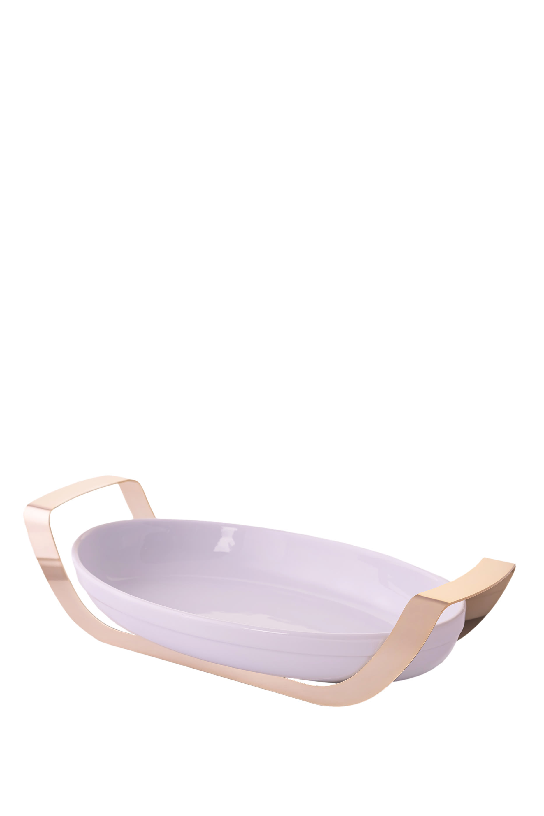 Oval Porcelain dish with Stainless Steel Holder