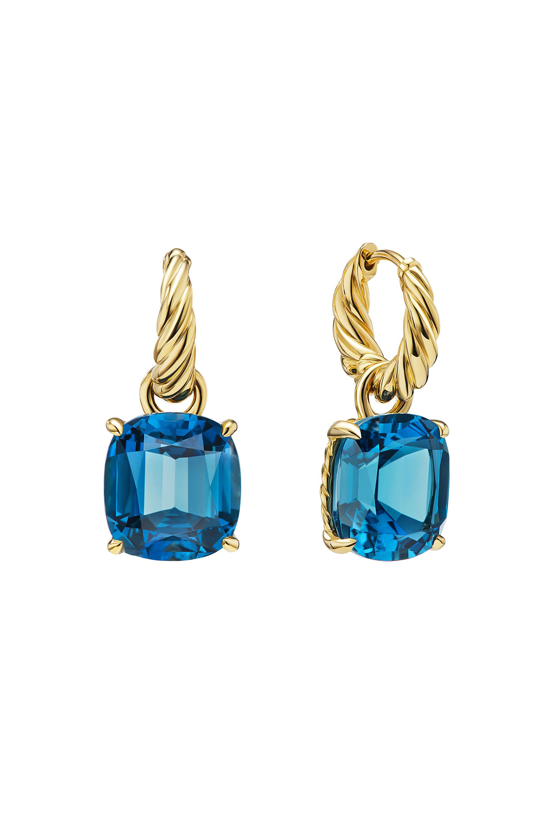 Marbella Blue Topaz Drop Earrings, 18K Yellow Gold