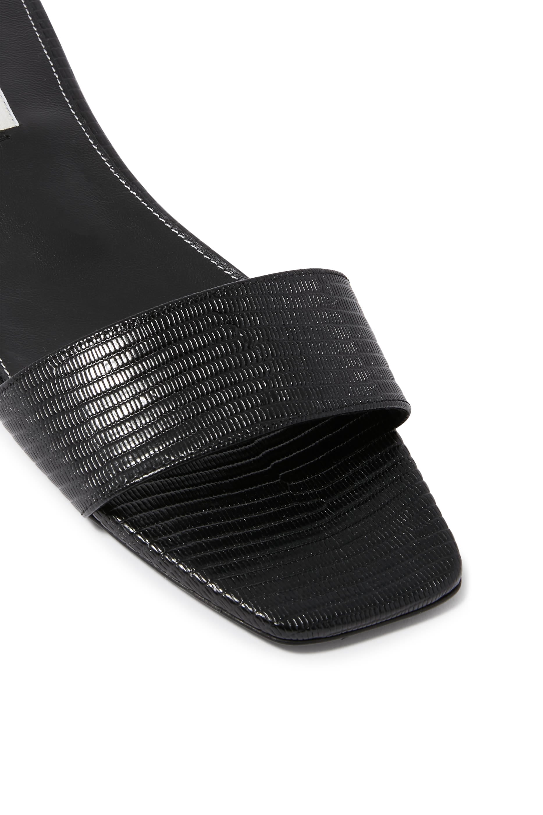 Lizard-Embossed Bandeau Sandals