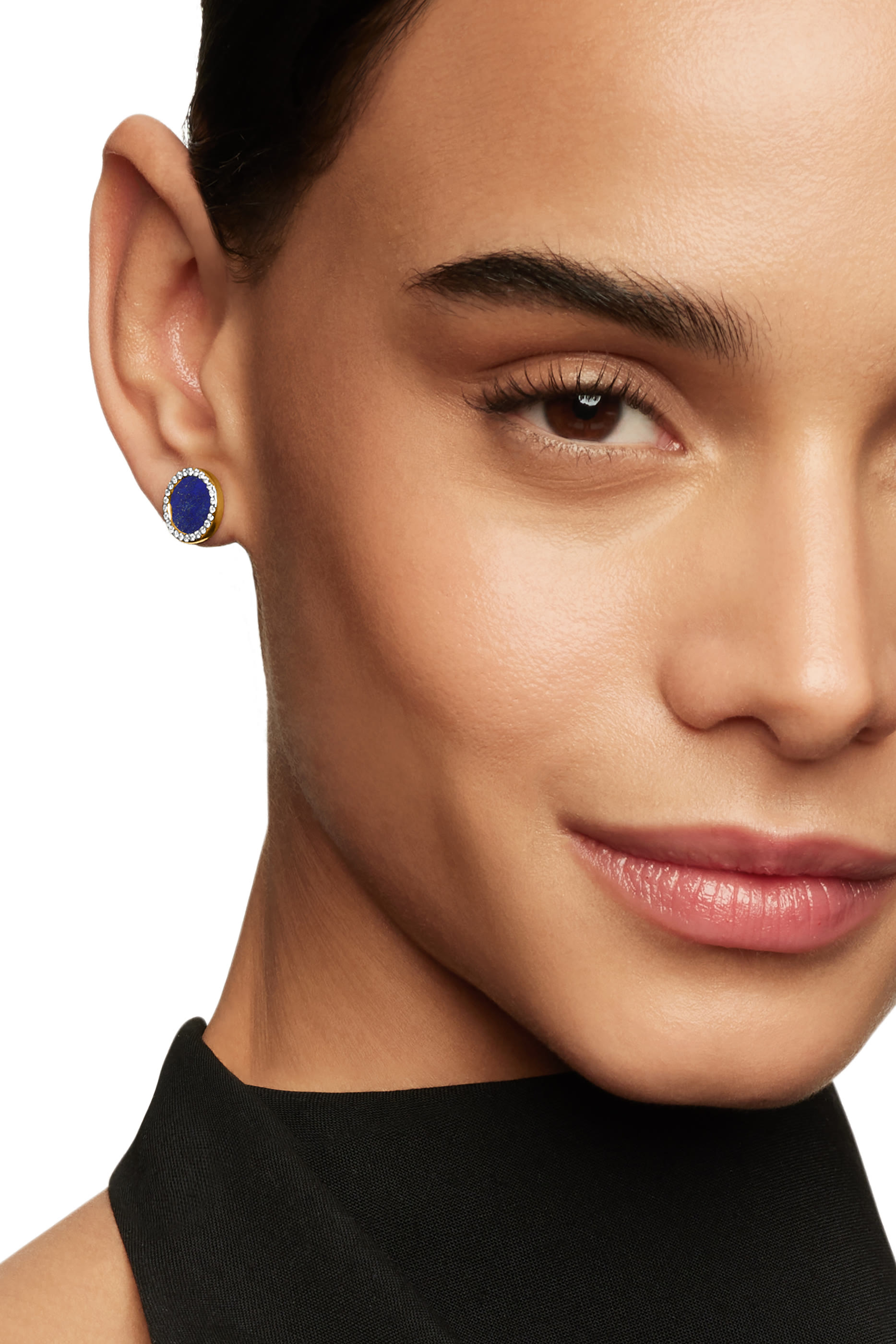 Lapis Lazuli Stud Earrings, 18K Yellow Gold & Diamonds