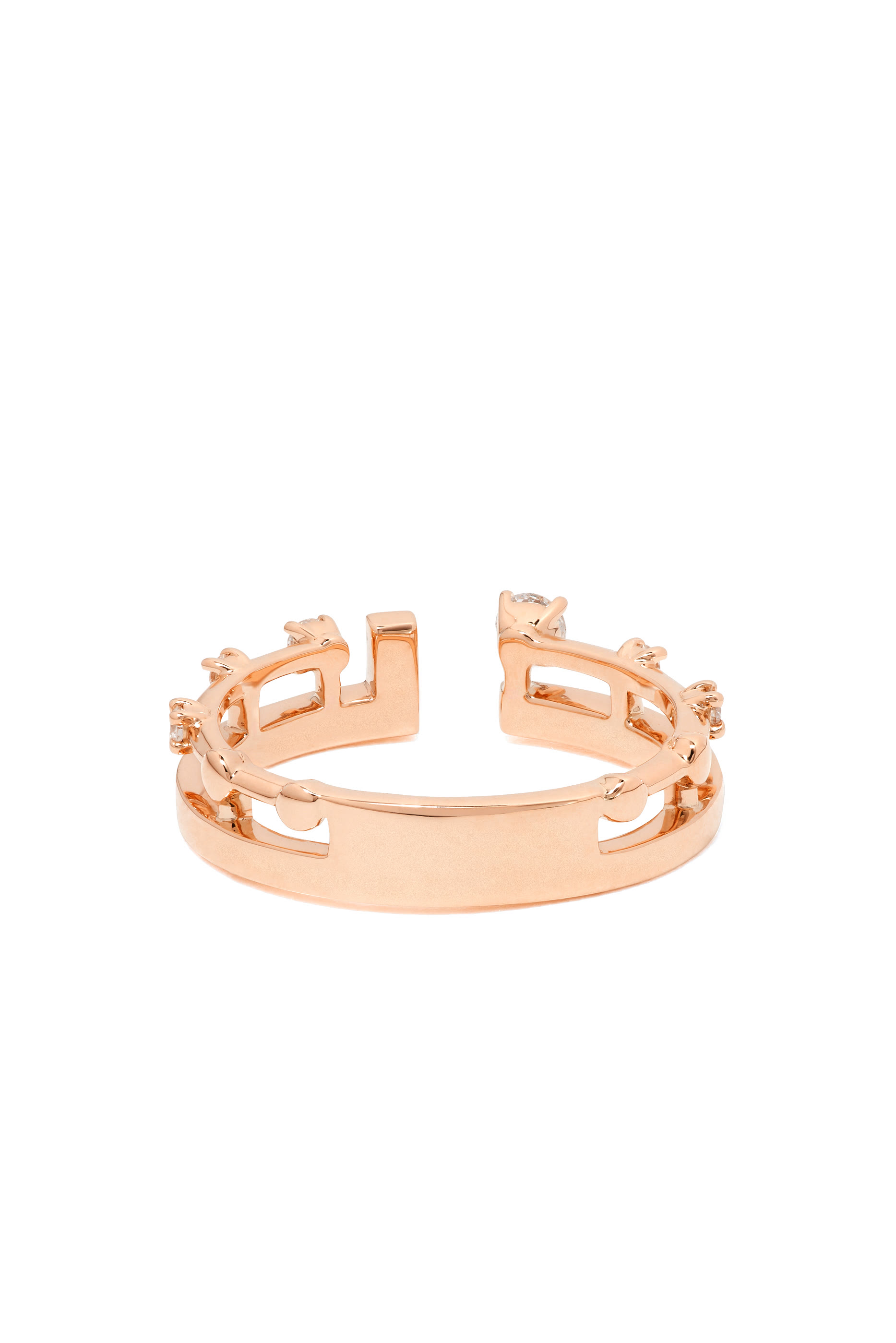 Avenues  Index Ring, 18k Rose Gold with Full Diamonds