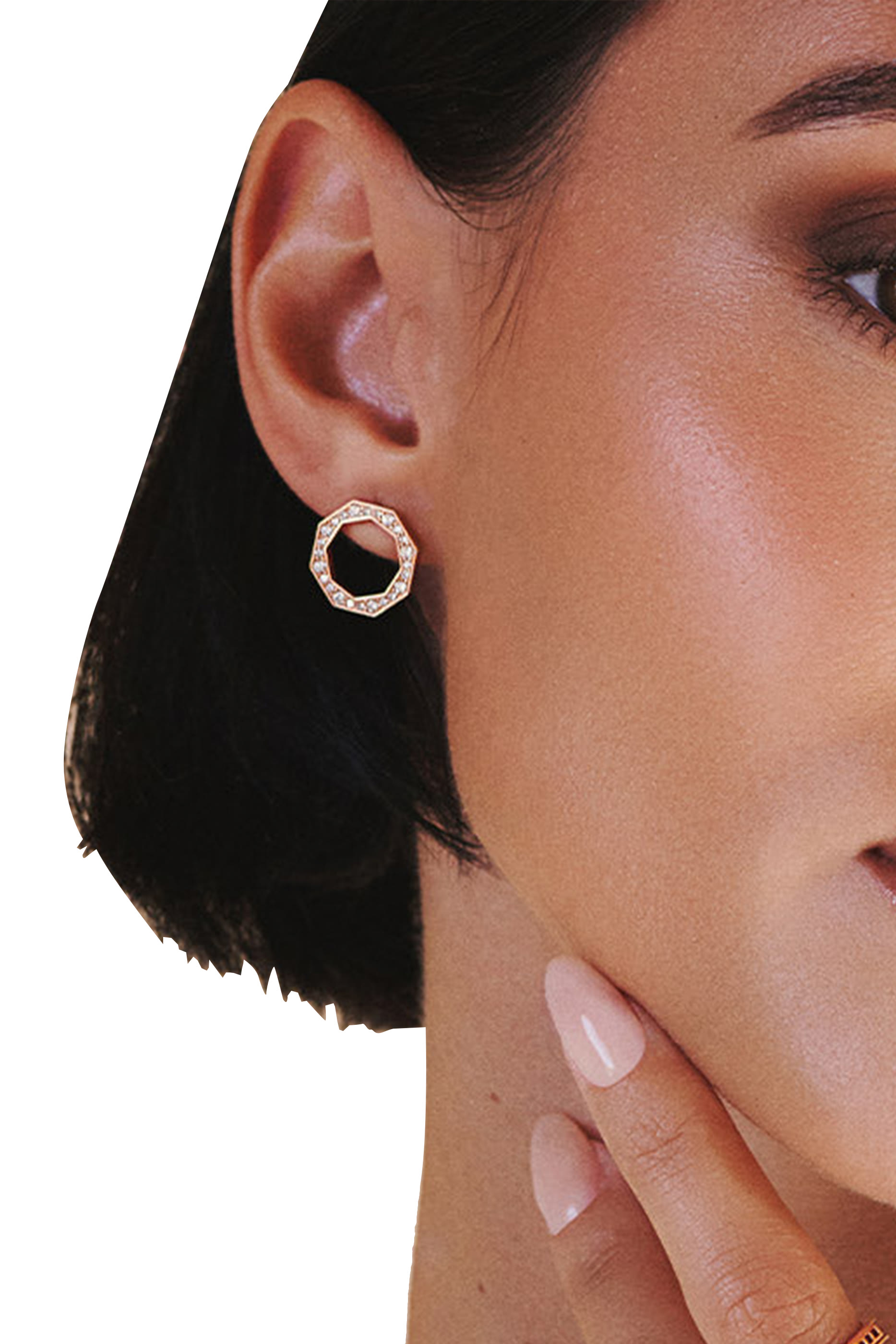 Birwaz Turath Earrings, 18K Rose Gold & Brilliant Diamonds