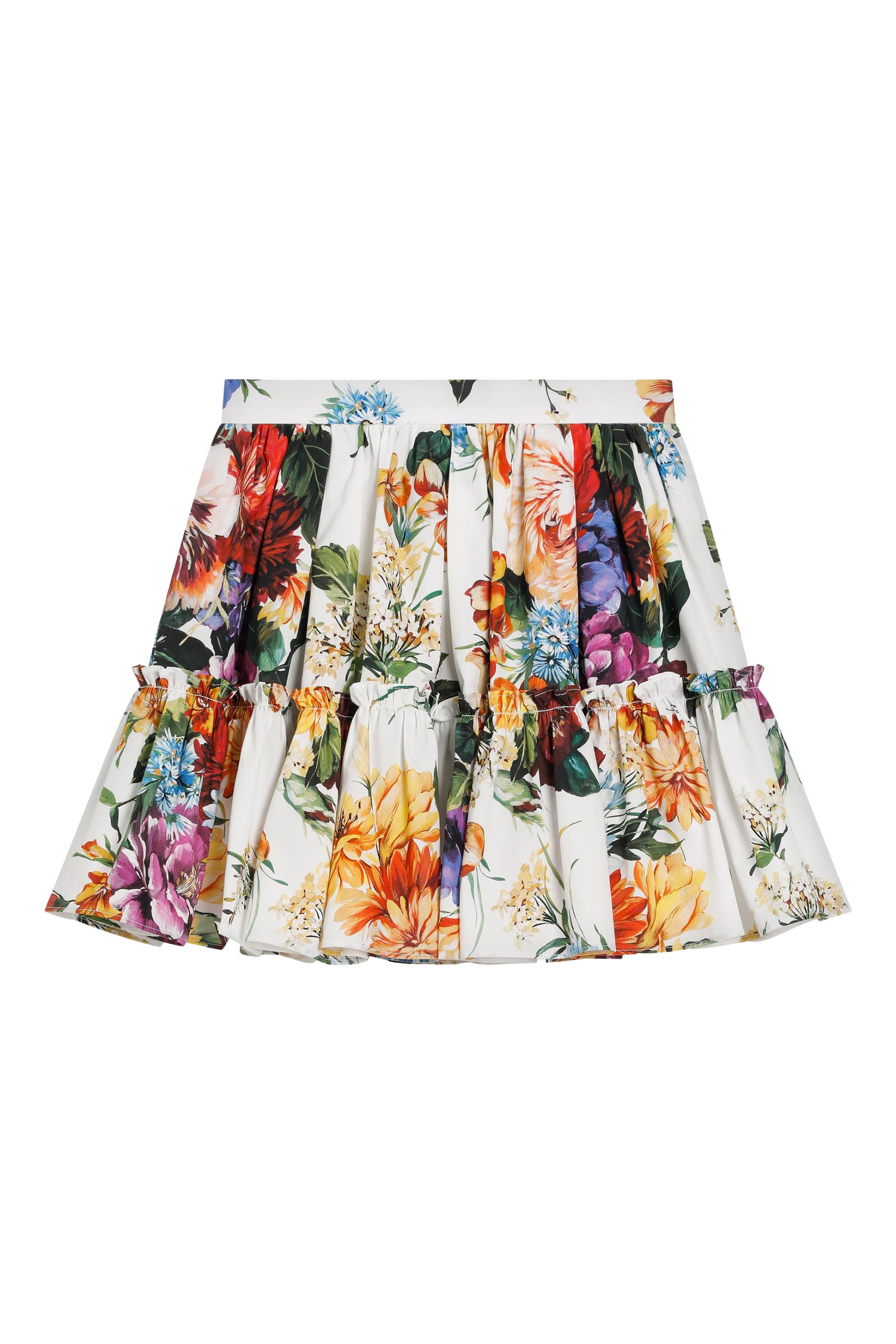 Kids Flower Print Poplin Skirt
