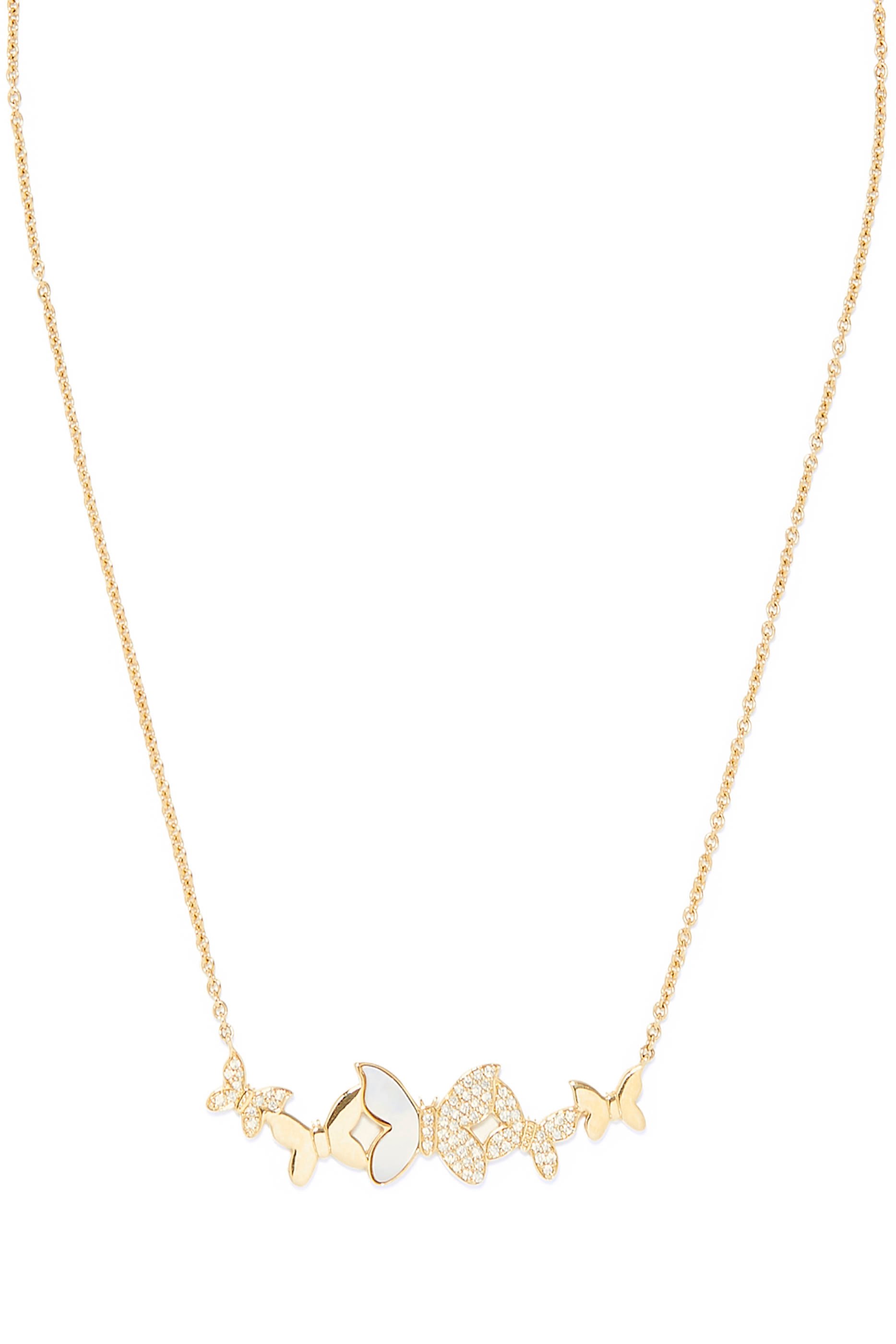 Butterfly Cluster Pendant Necklace, 14k Yellow Gold & Diamonds