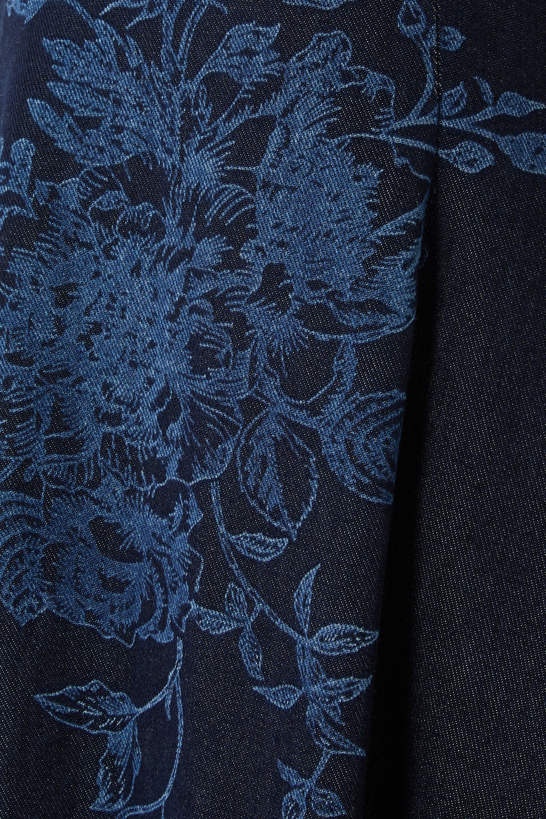 Flower Motif Denim Sleeveless Midi Dress