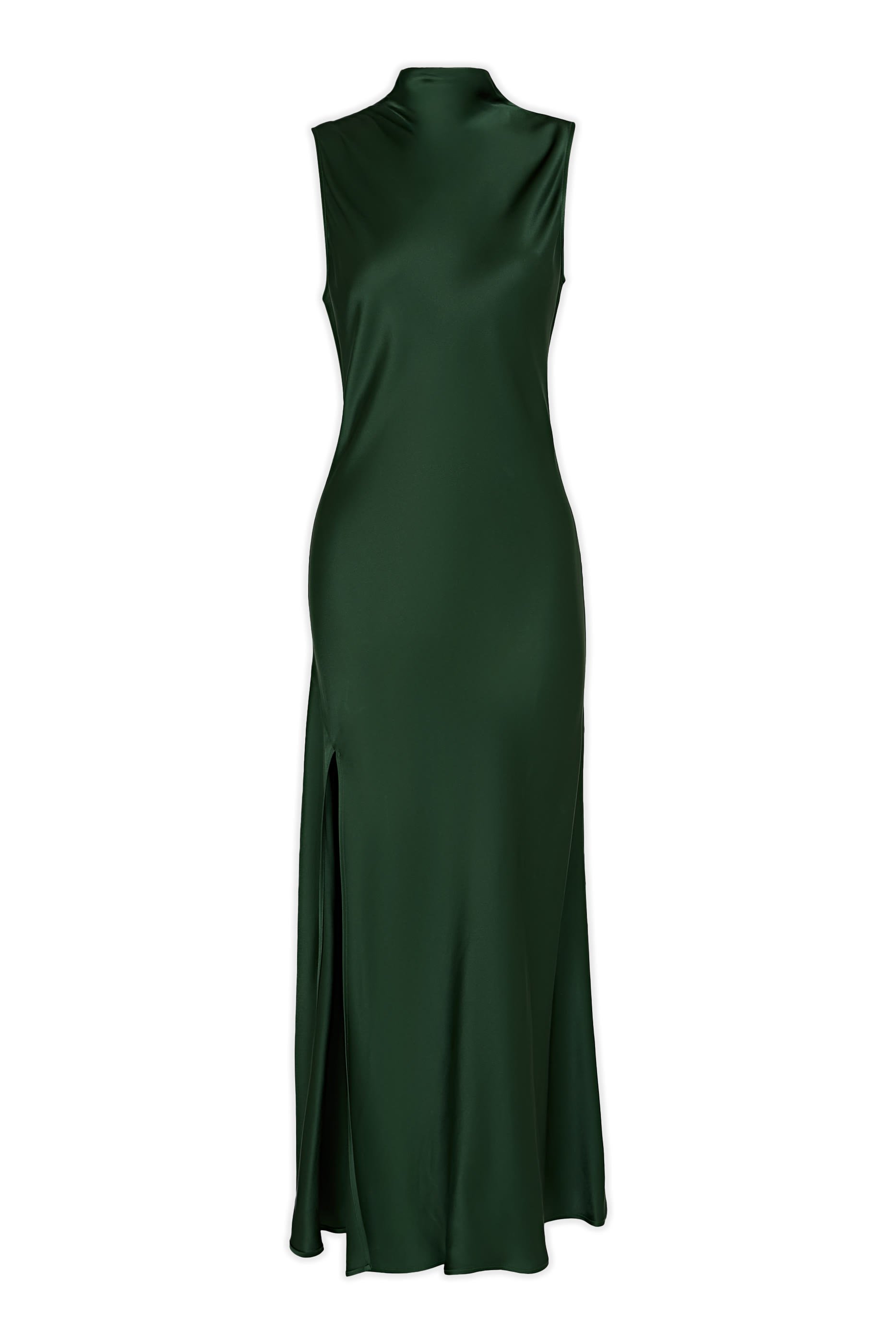 Satin Drape Neck Sleeveless Gown
