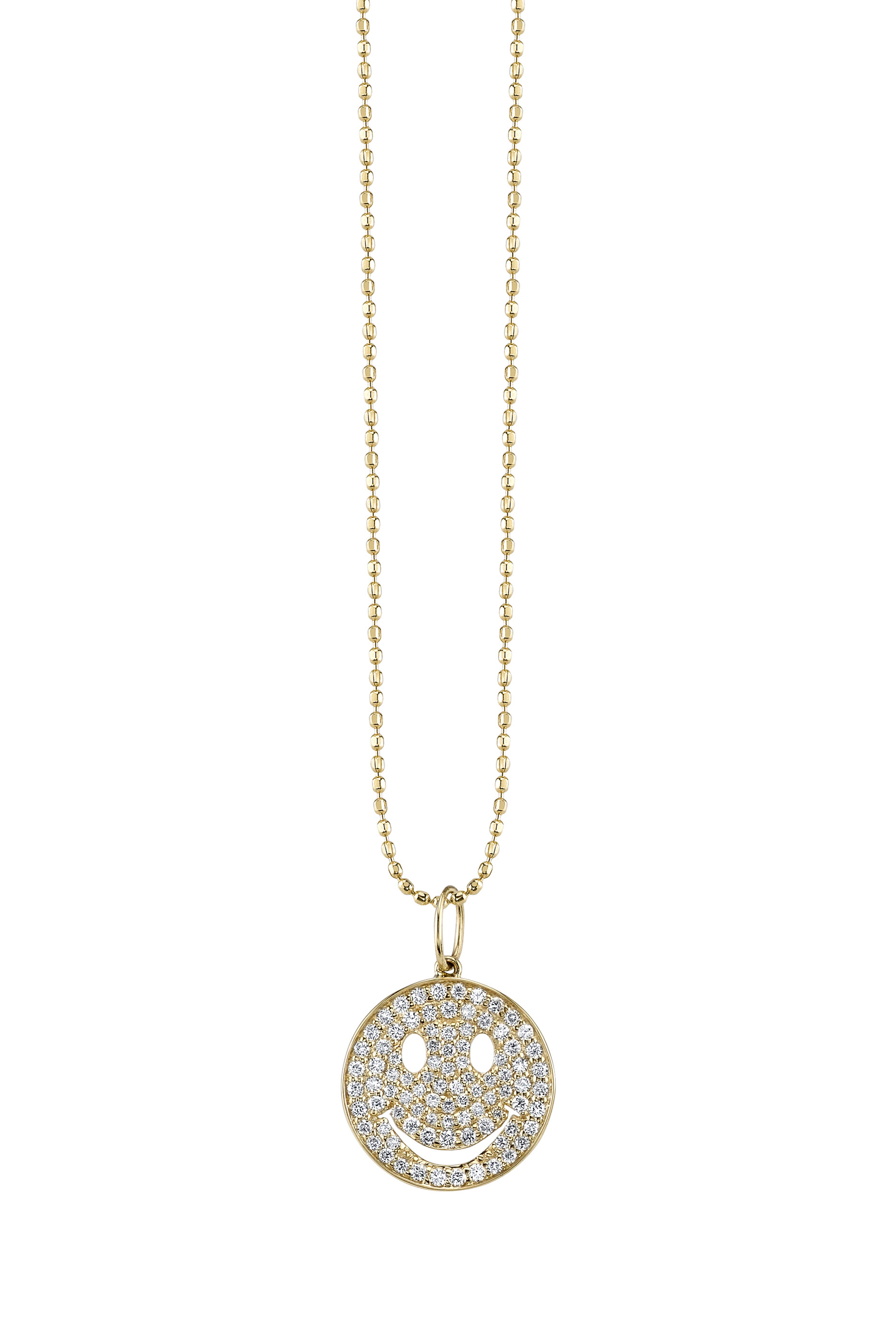 Pav&eacute; Diamond Medium Happy Face Necklace