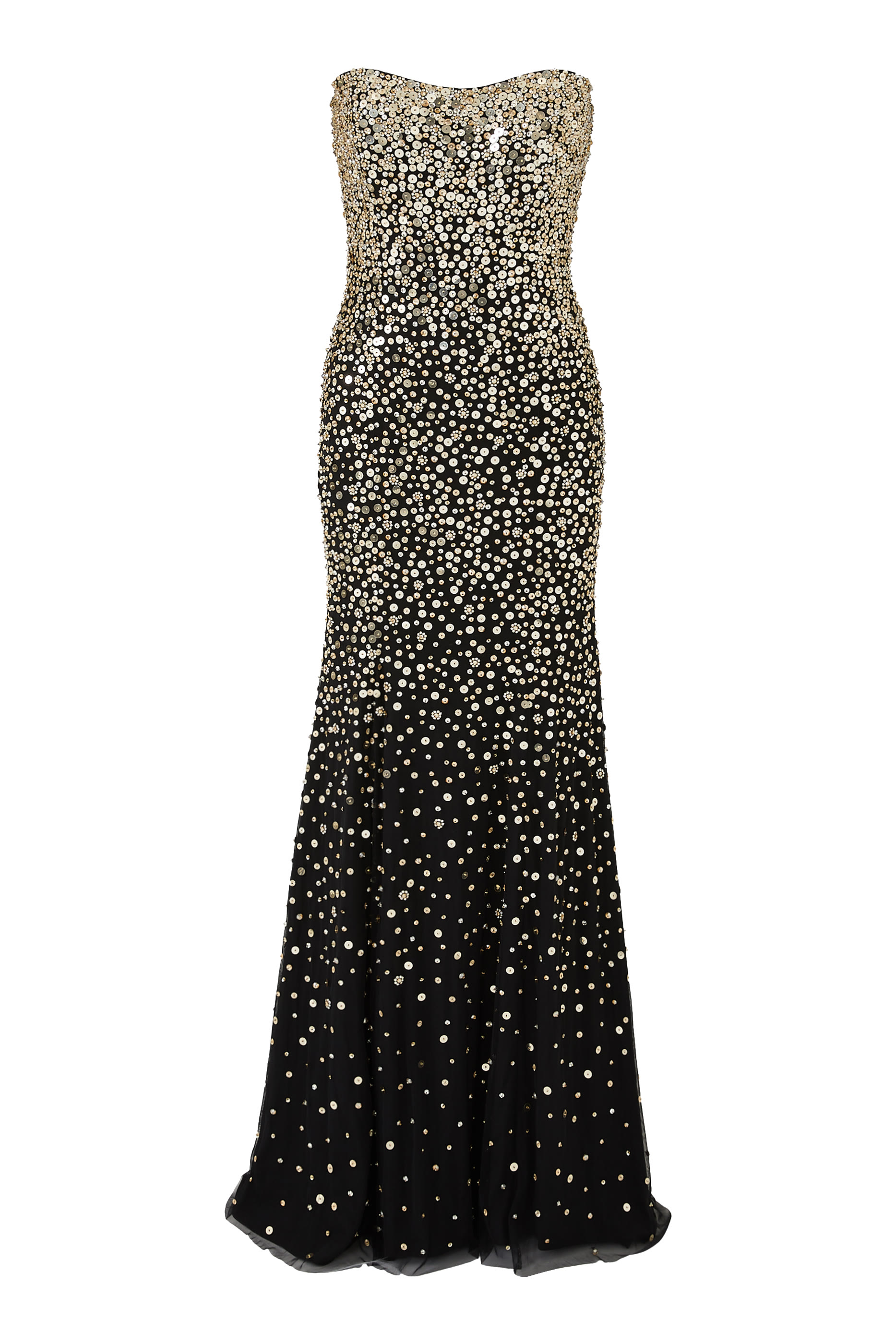 Strapless Sequin-Embellished Gown
