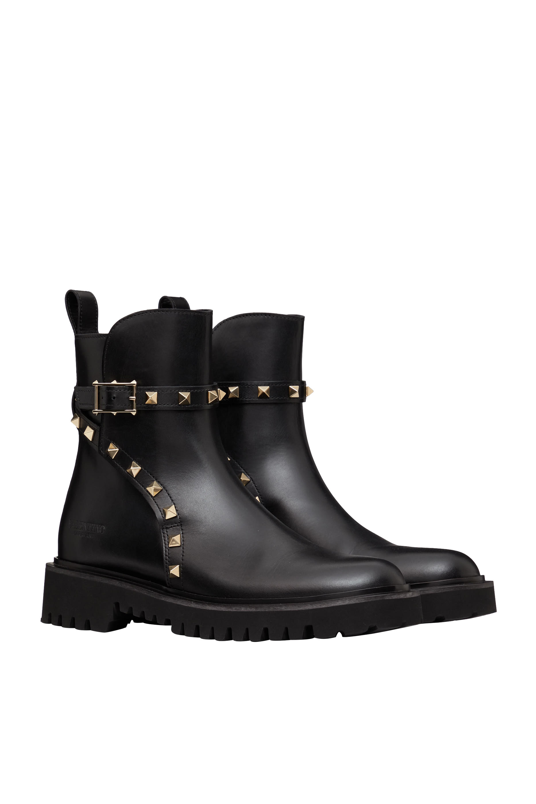 Rockstud Calfskin Ankle Boots