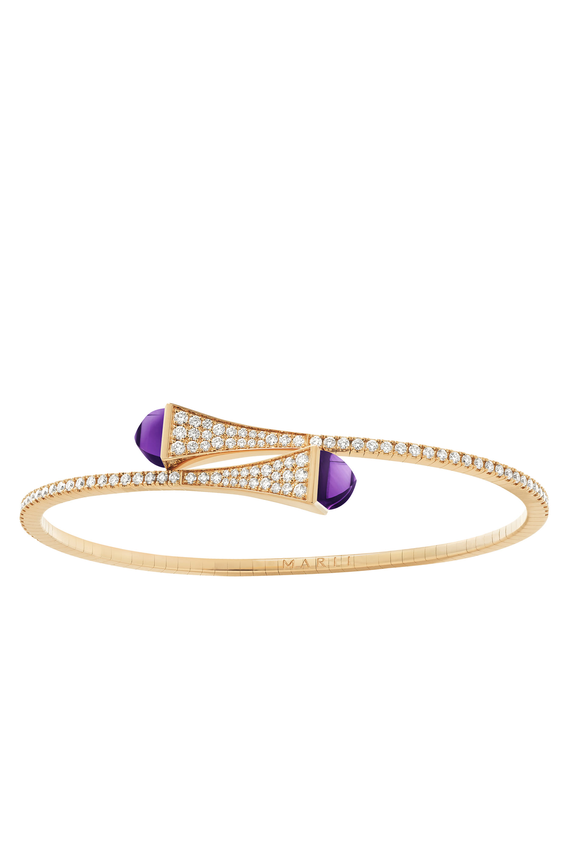 Cleo Midi Bangle, 18k Rose Gold with Amethyst & Diamonds