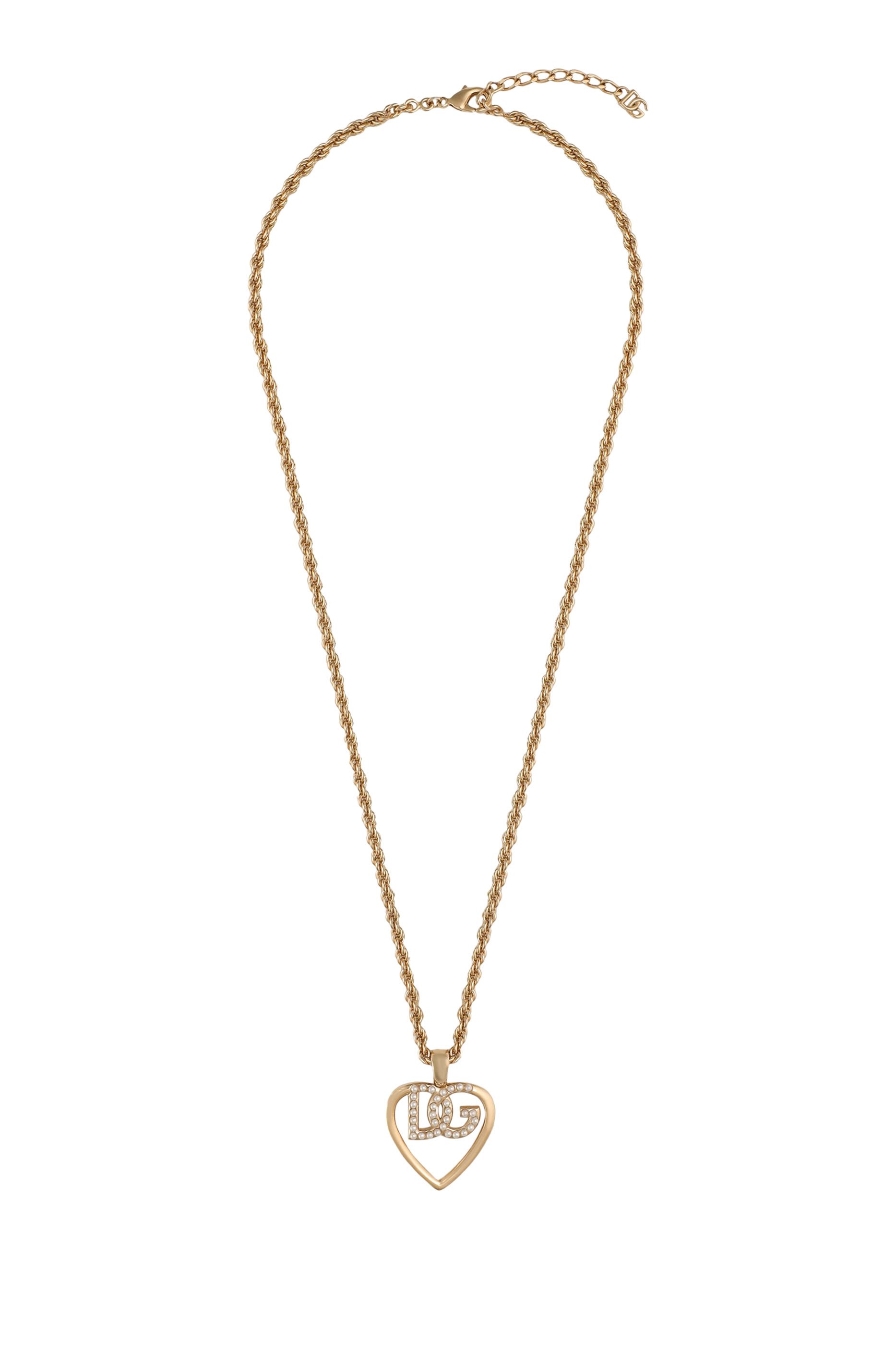 DG Logo & Heart Pendant Necklace
