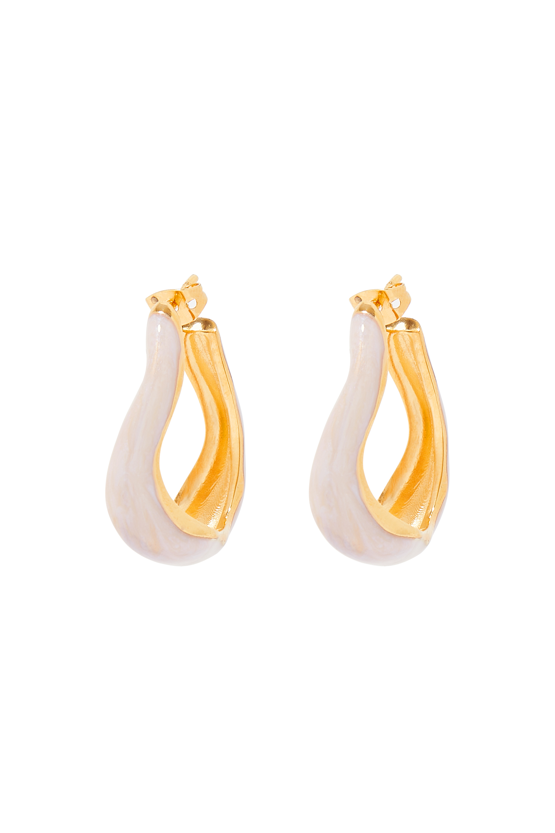 Mini Wave Hoop Earrings, 18k Gold-Plated Brass