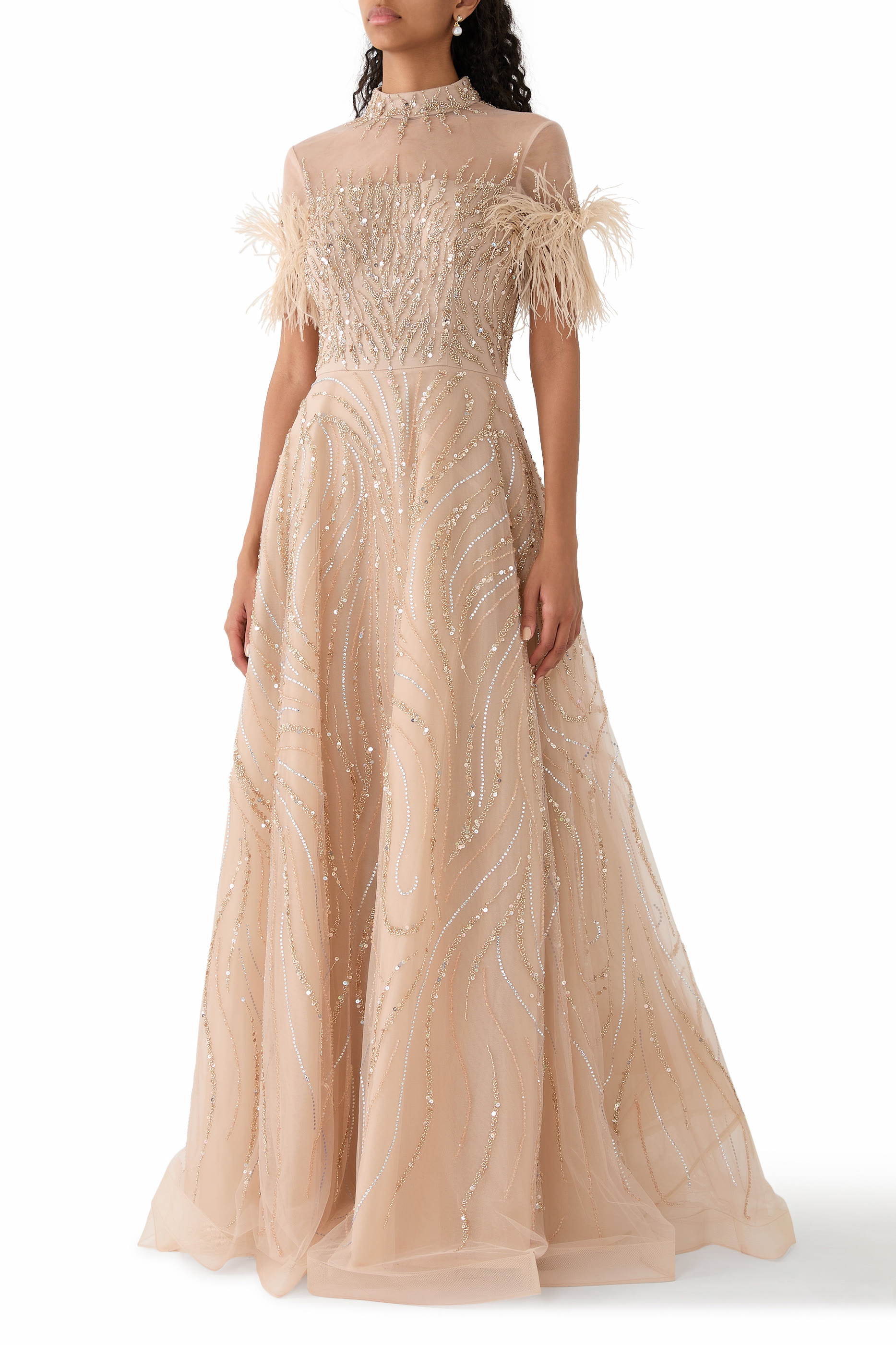 Embellished Floor-Length Gown