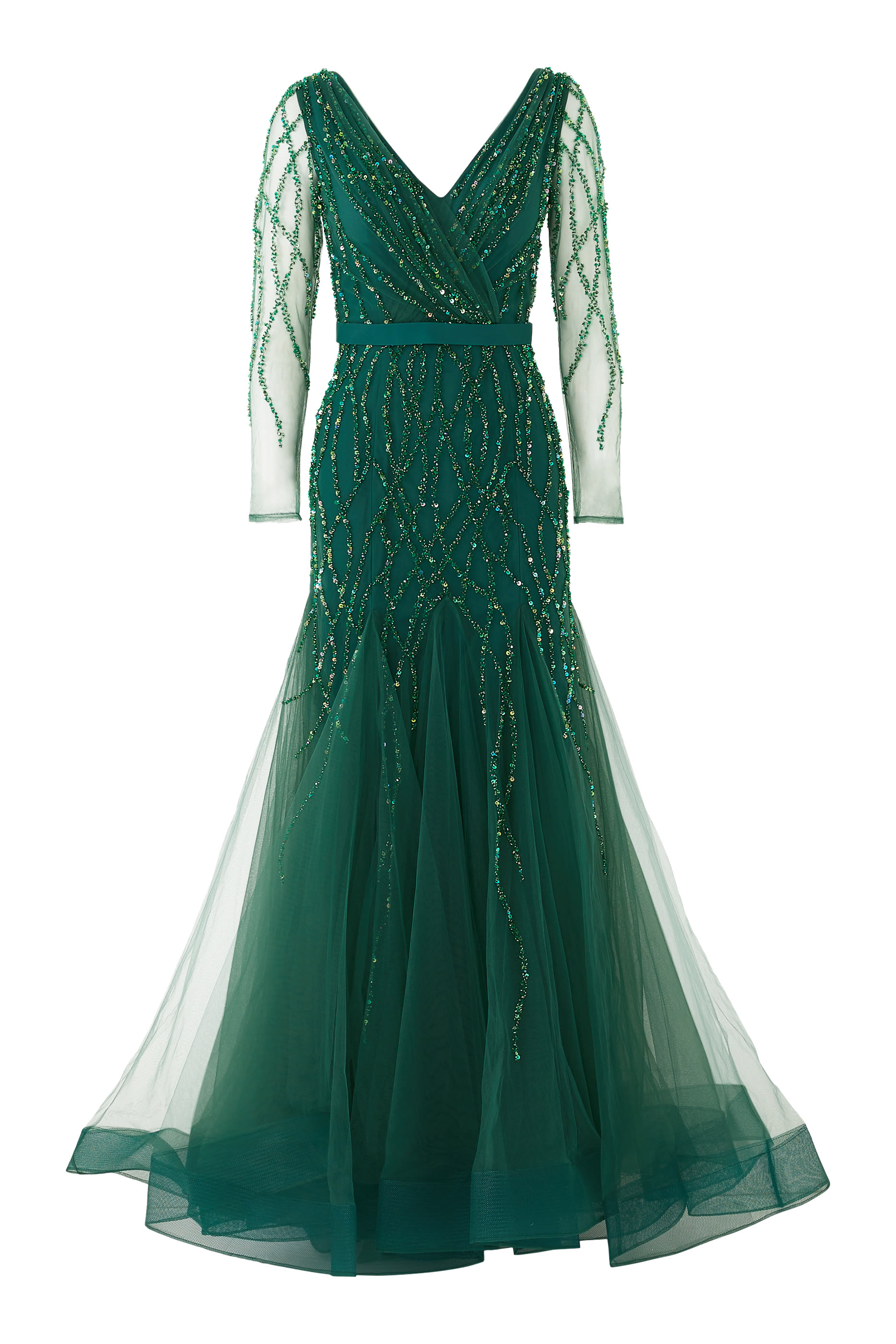 V-Neck Long Sleeves Gown