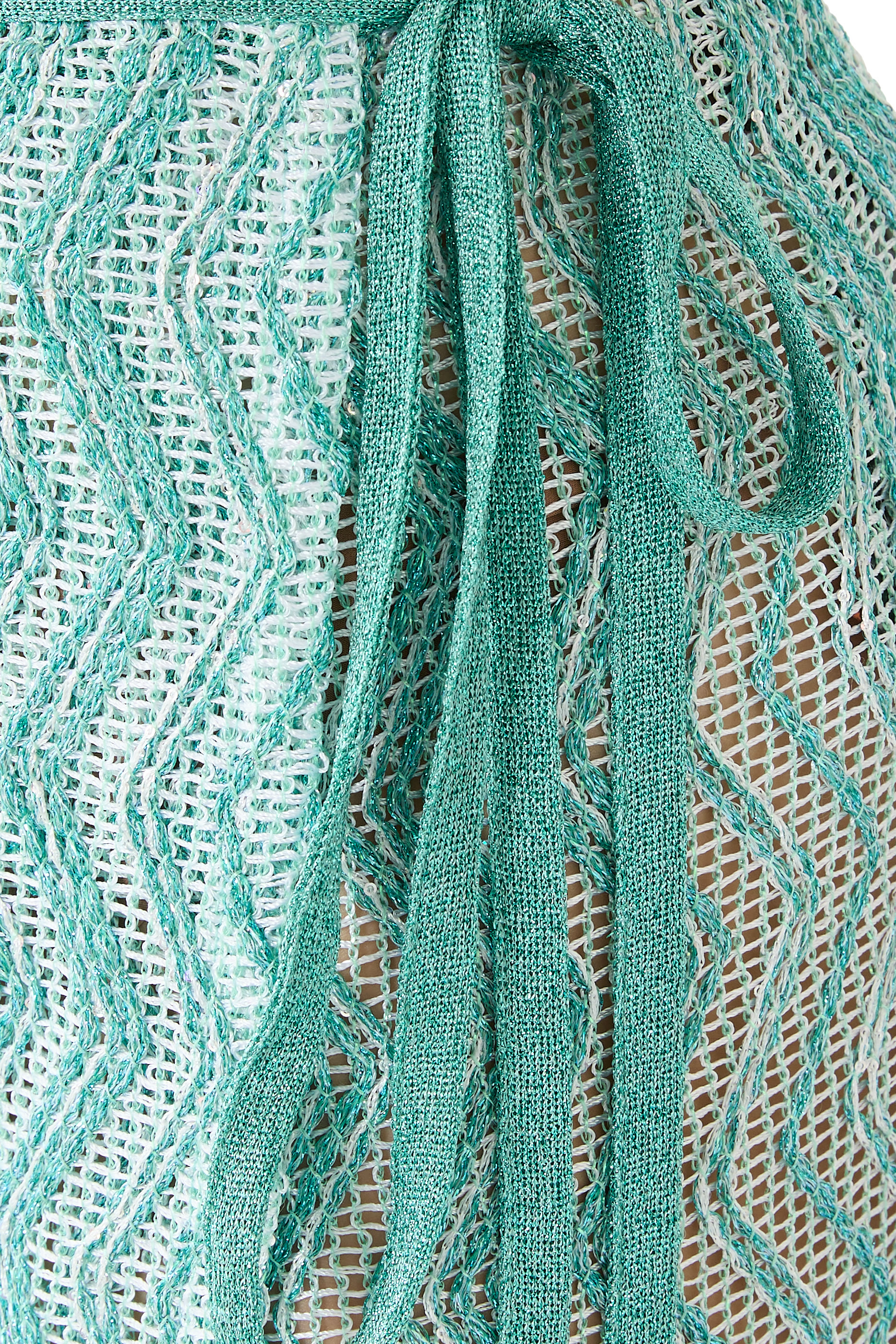  Zigzag Mesh Pareo Mini Skirt with Sequins