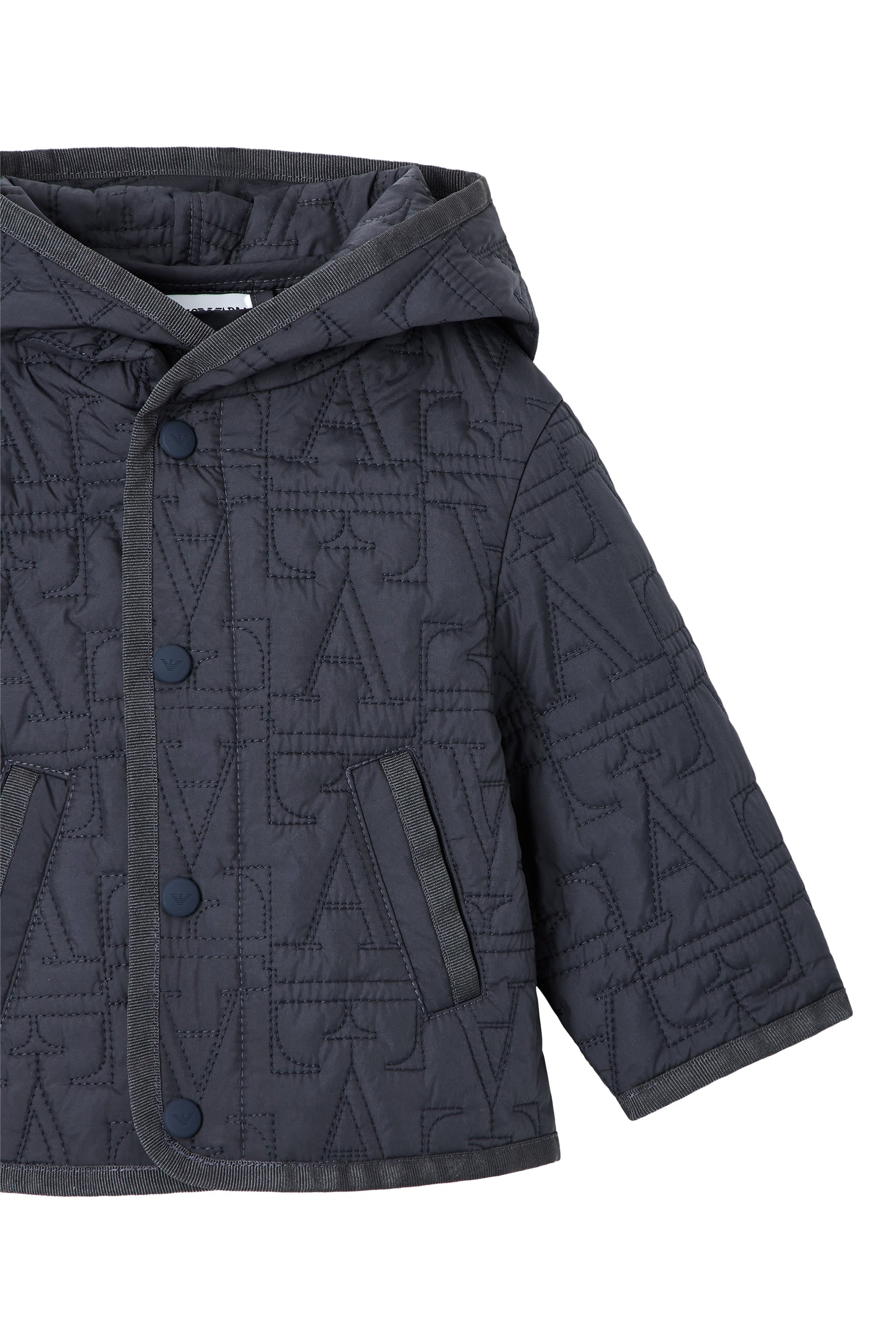 Kids Embossed Pattern Quilted Blouson Jacket