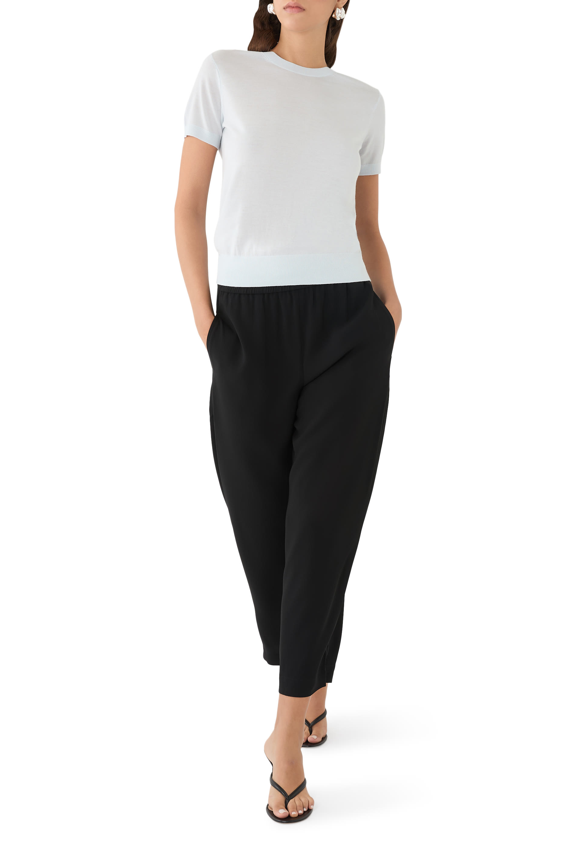 Relaxed Pull-On Pants in Satin Crepe