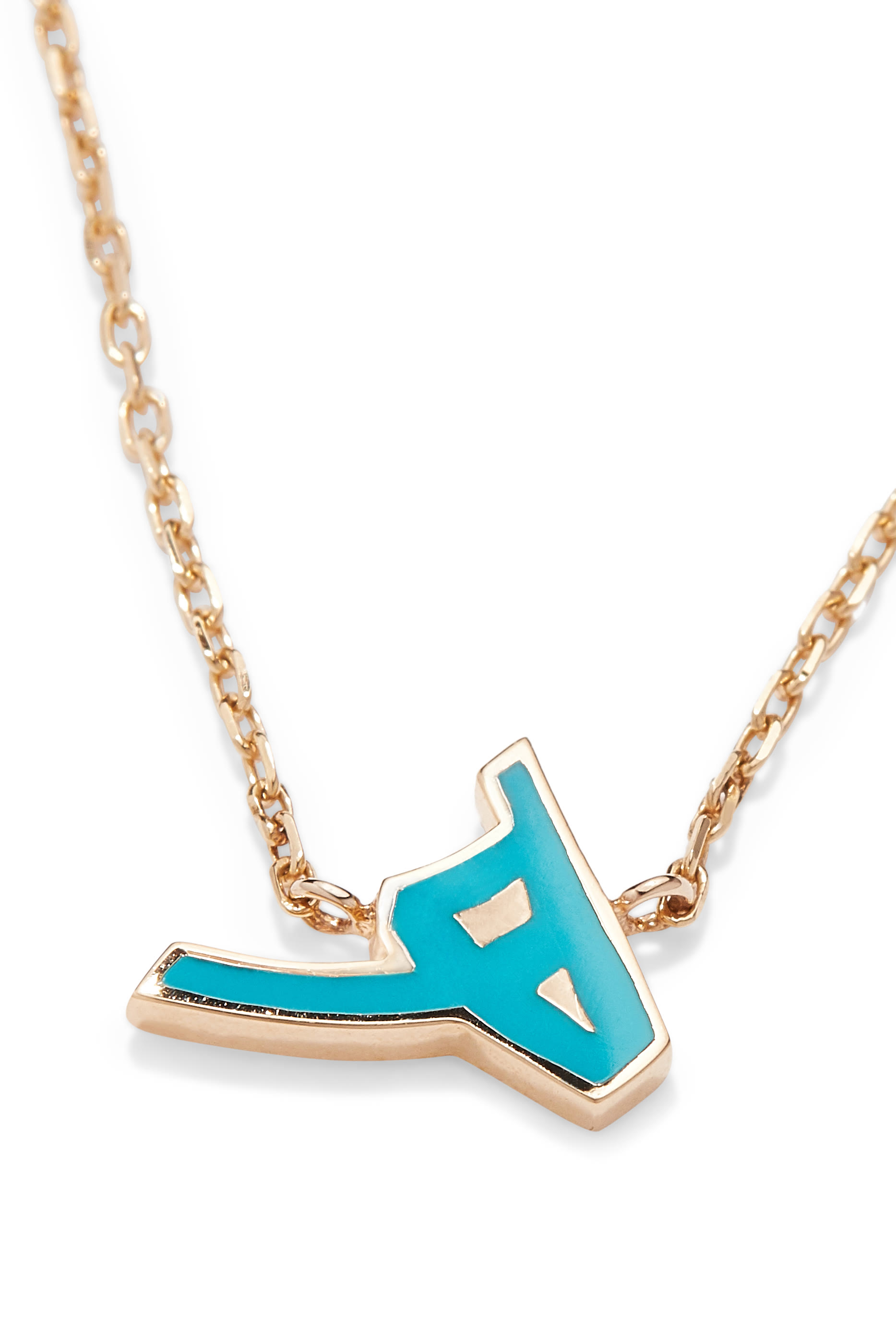 Turquoise Enamel H Necklace