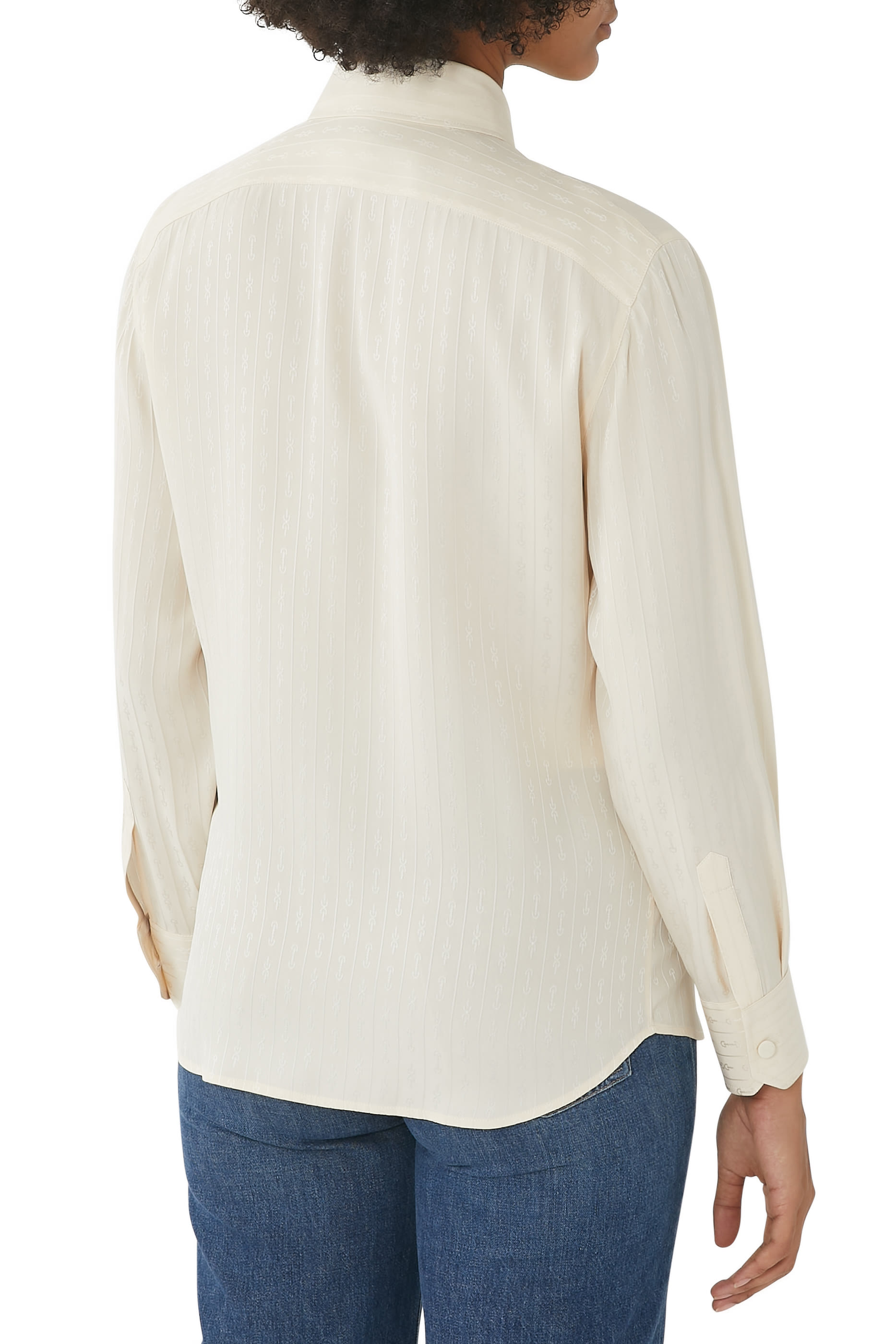 Striped Horsebit Silk Jacquard Shirt