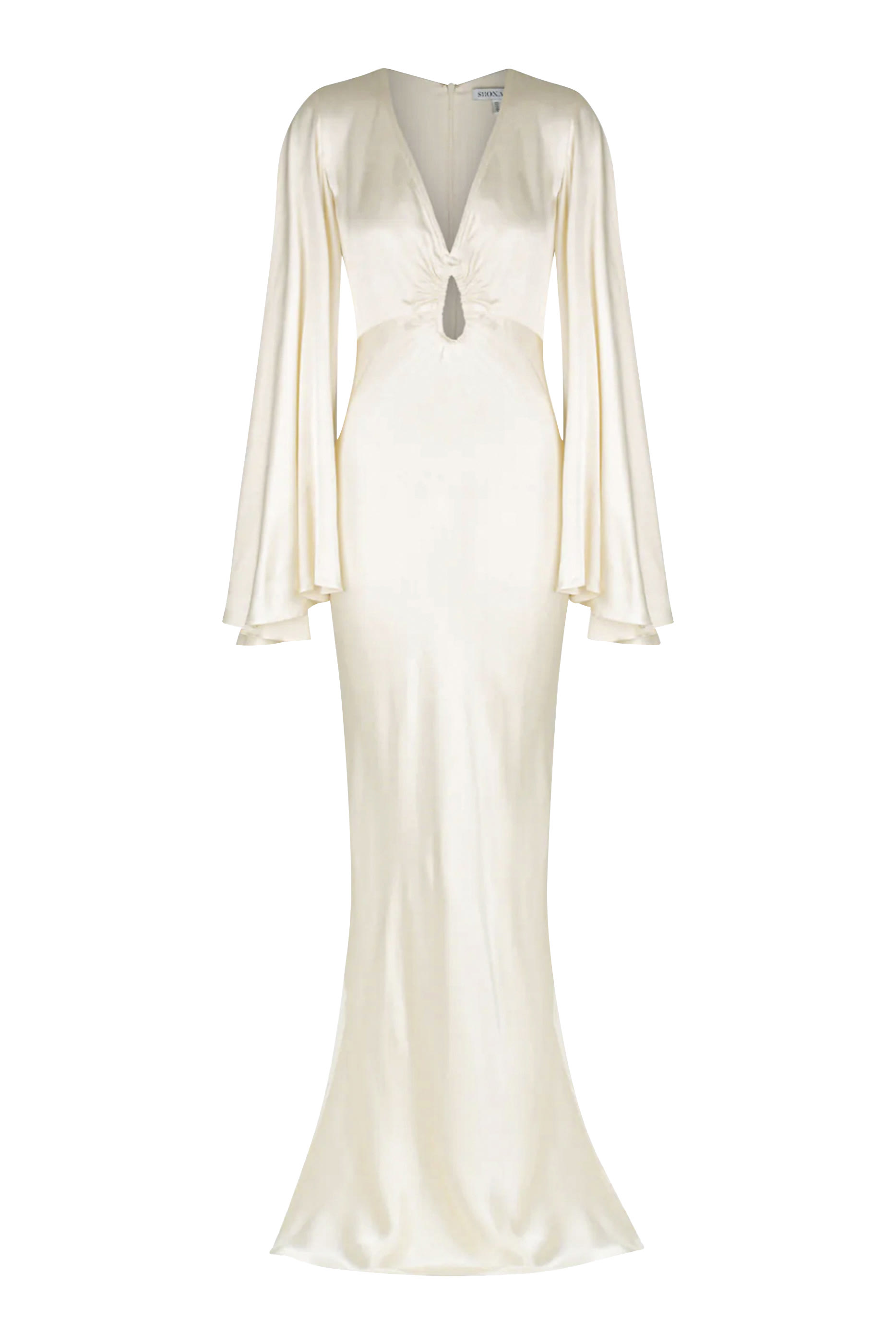 La Lune Flared Sleeve Keyhole Maxi Dress