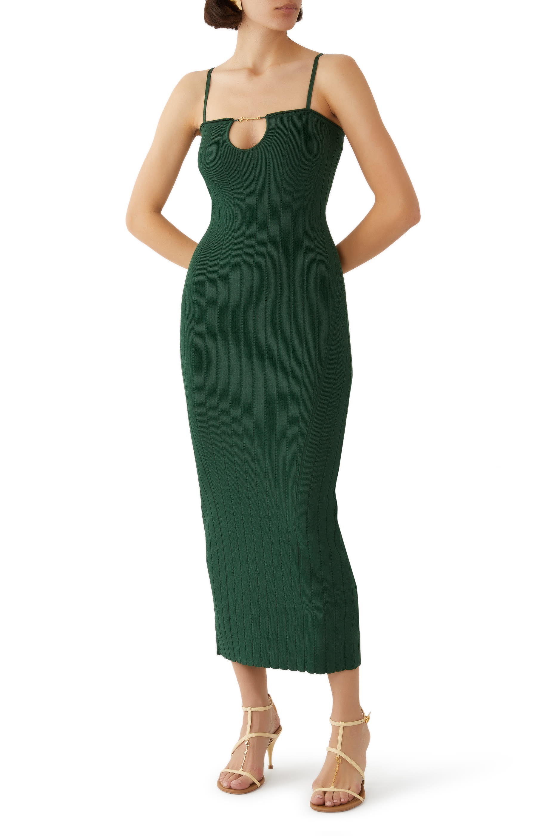 La Robe Sierra Bretelles Fitted Midi Dress