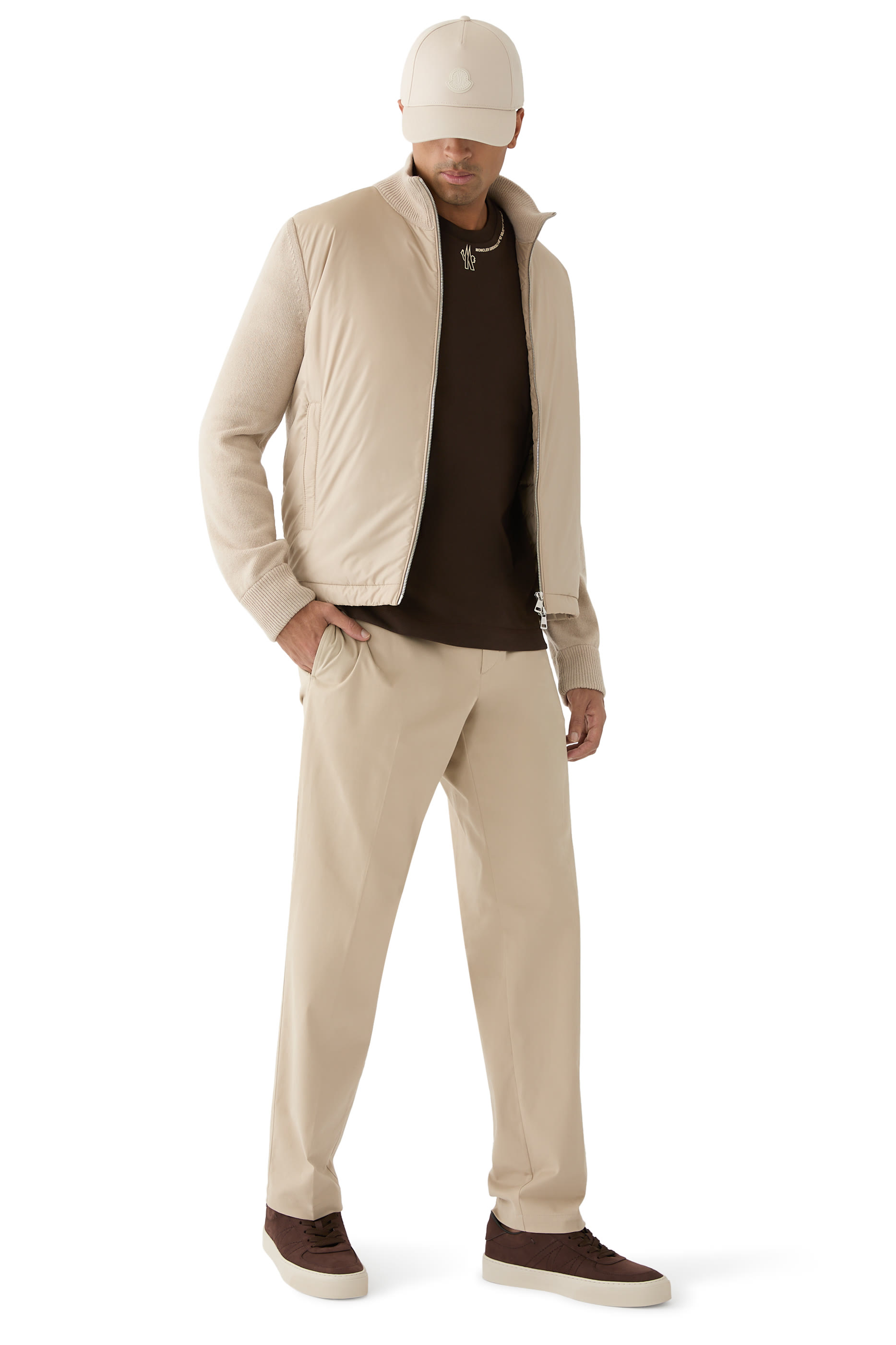 Padded Cotton Zip-Up Cardigan