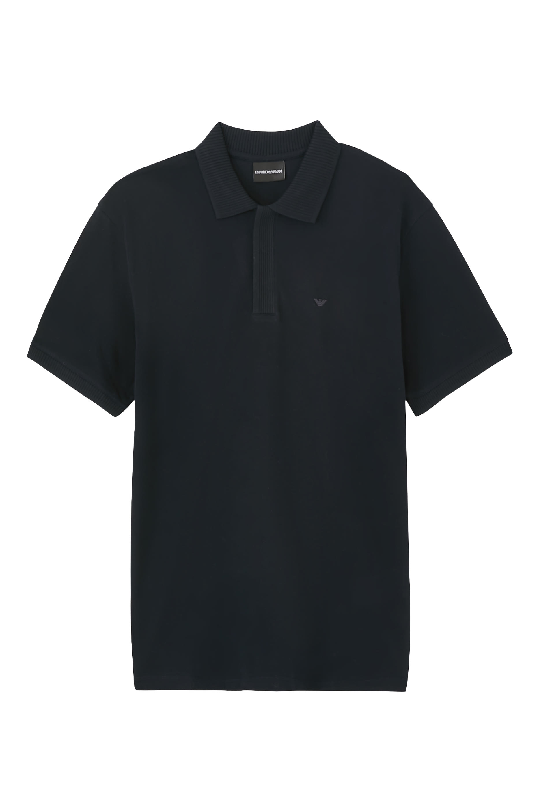 Micro Eagle Logo Ribbed Collar Polo Shirt