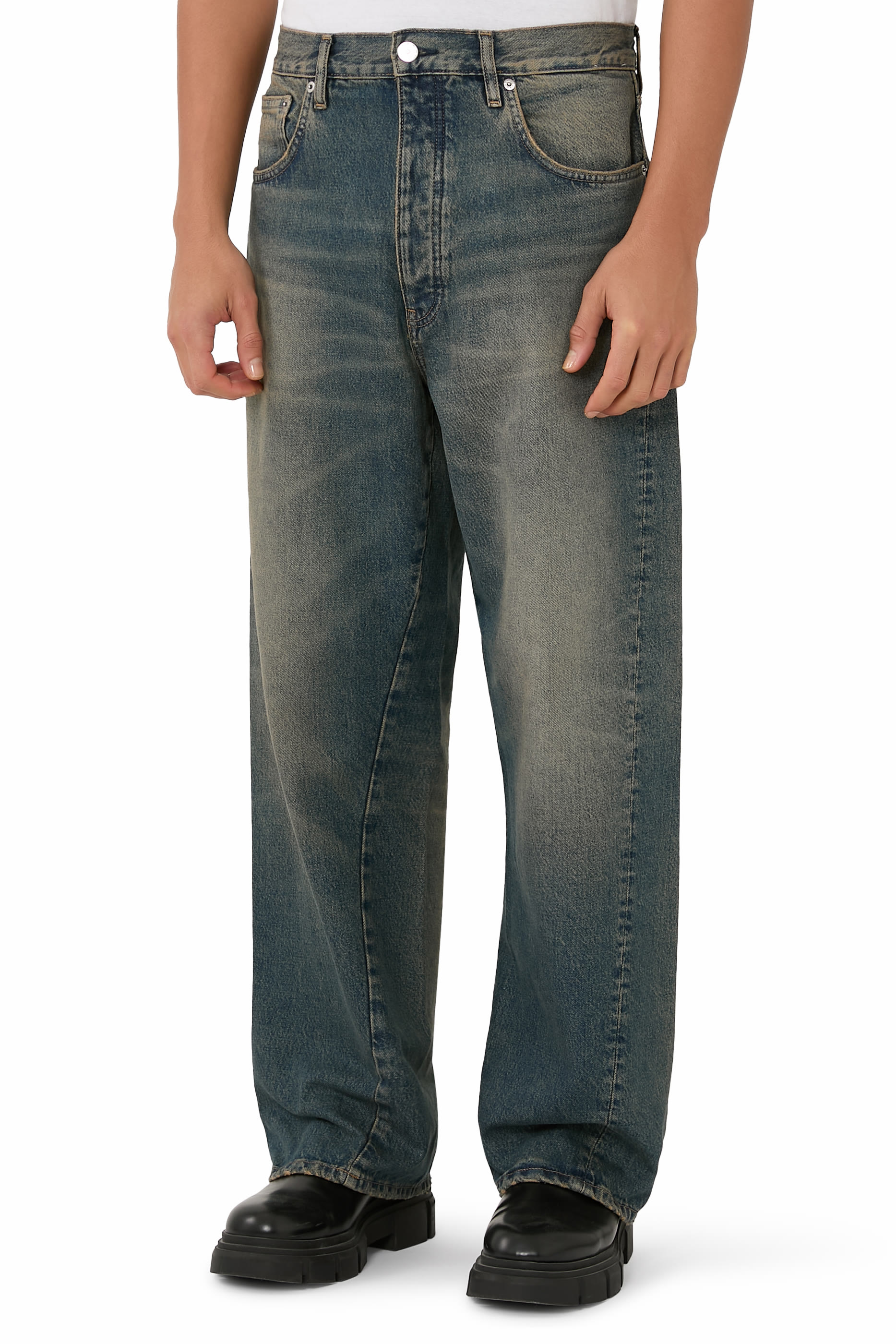 Wide Twist Denim Pants