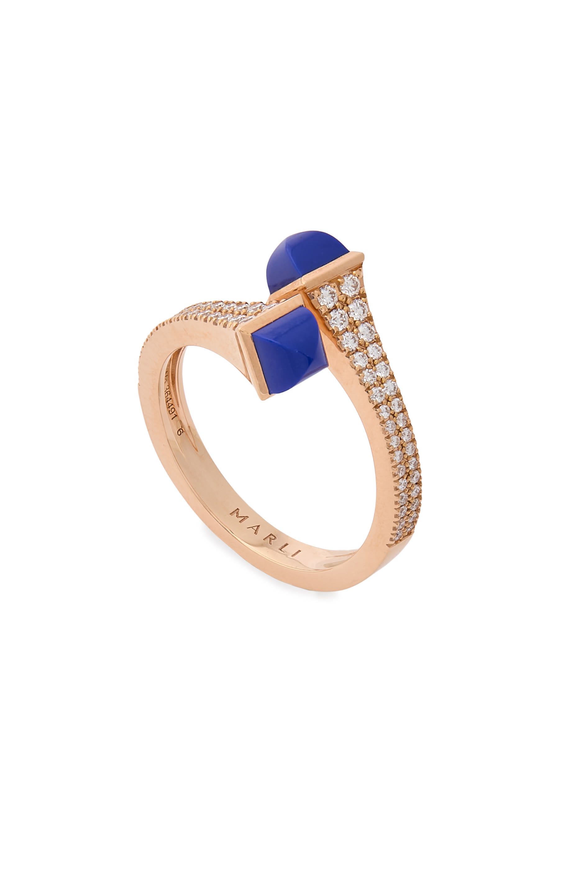 Cleo Slim Wrap Ring, 18k Pink Gold with Diamonds & Lapis Lazuli